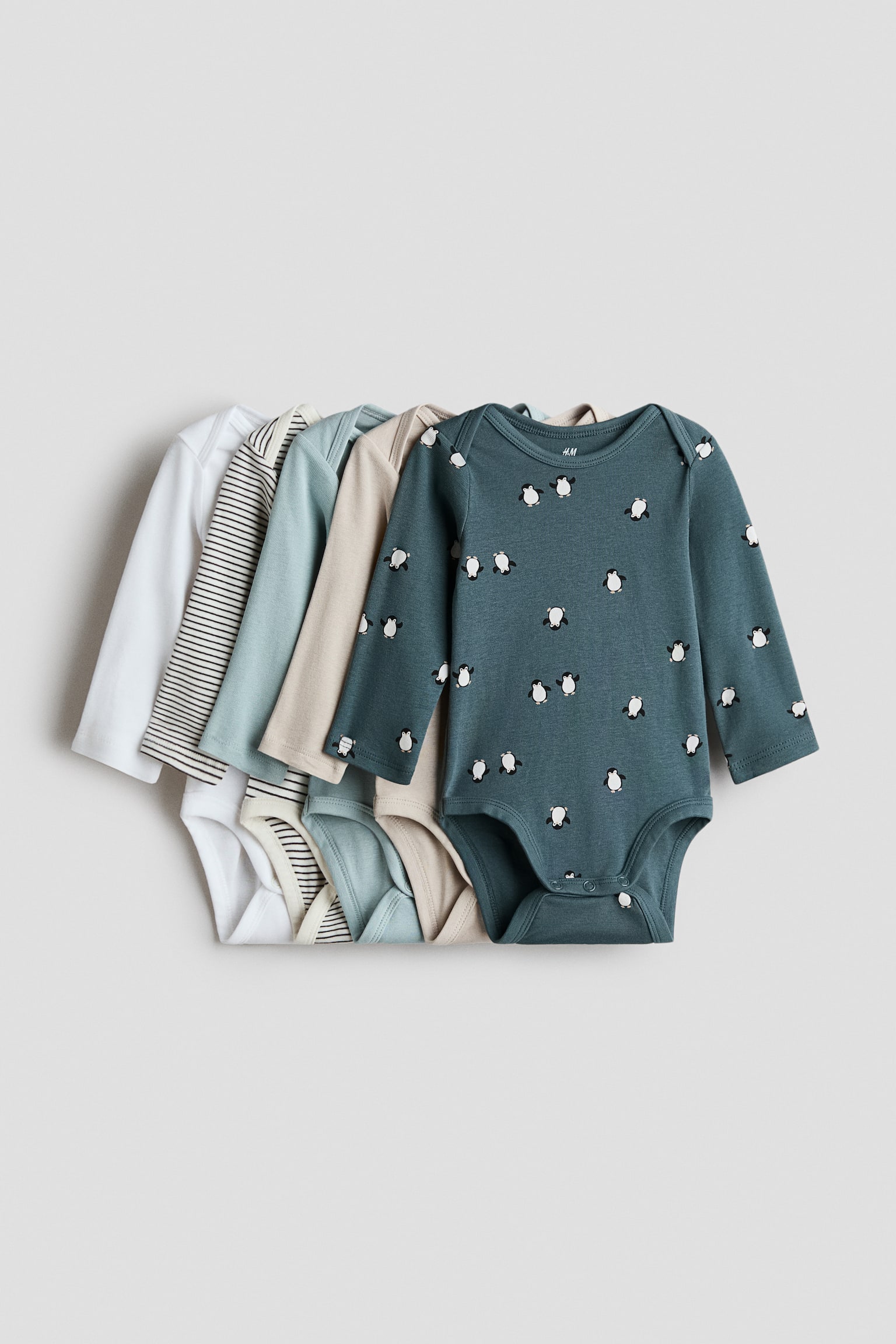 5-pack cotton envelope-neck bodysuits