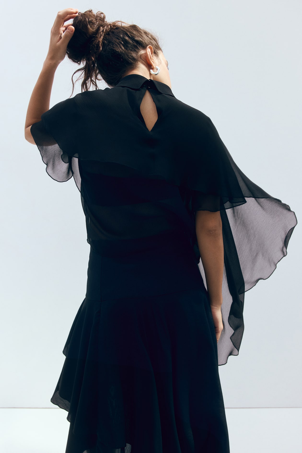 Cape-Detail Chiffon Blouse - image 3