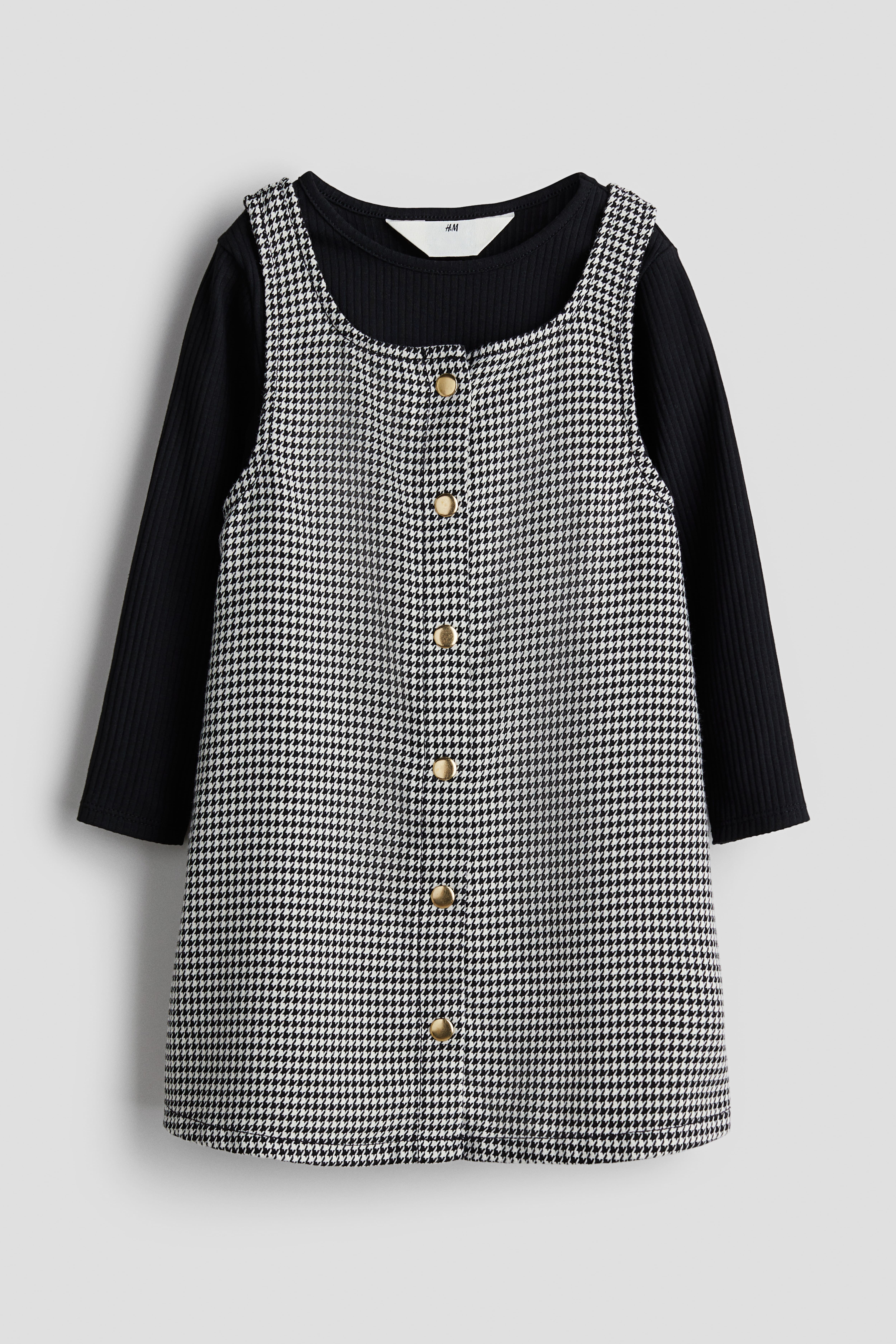 Black and white dogtooth dress best sale