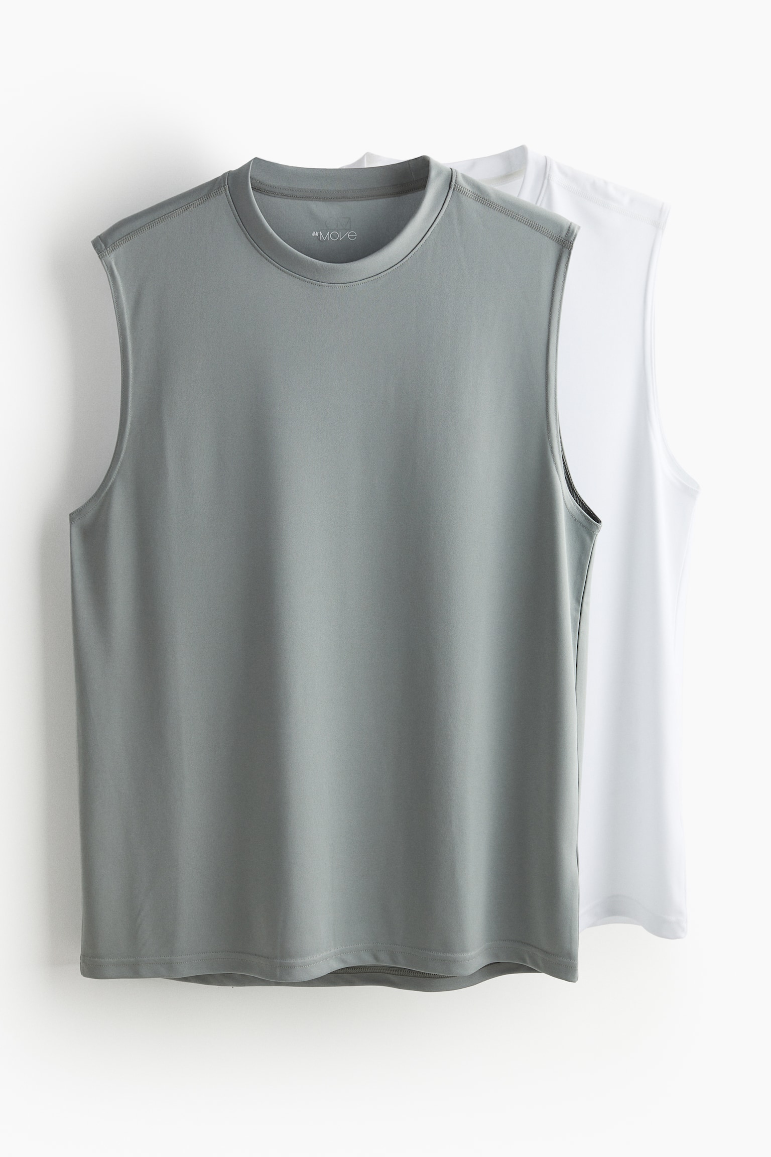 2-pack Regular Fit Activewear Tanks In DryMove™ - Grey/White/White/Black - 2