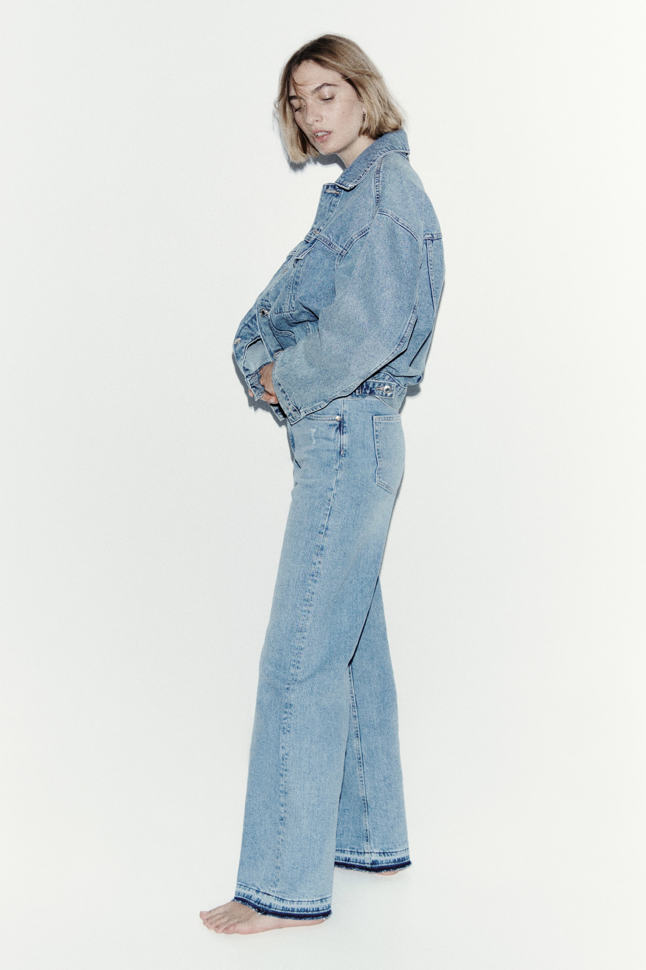 Jean taille haute à jambes larges