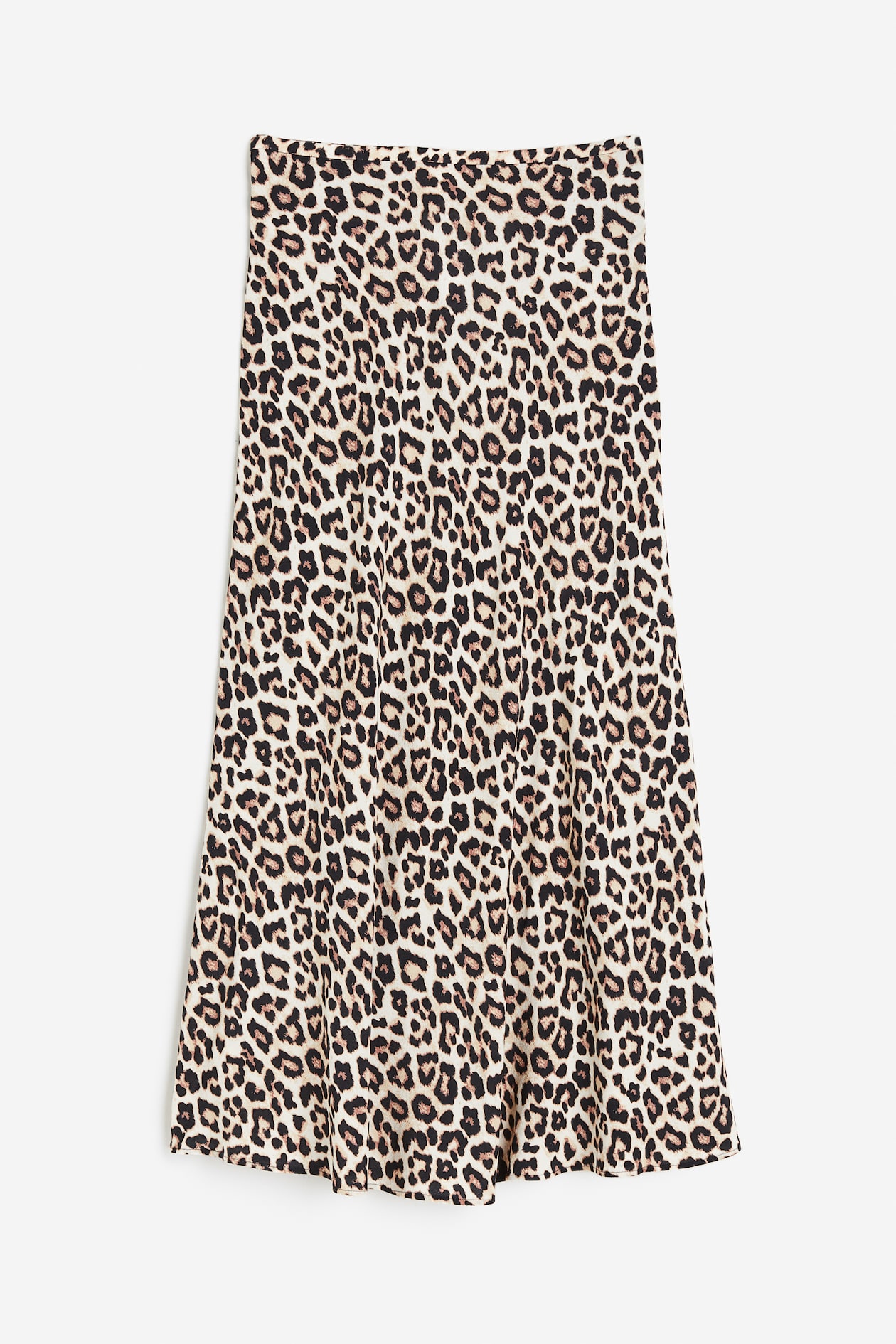 Patterned crêpe skirt Light beige/Leopard print Ladies H&M SG