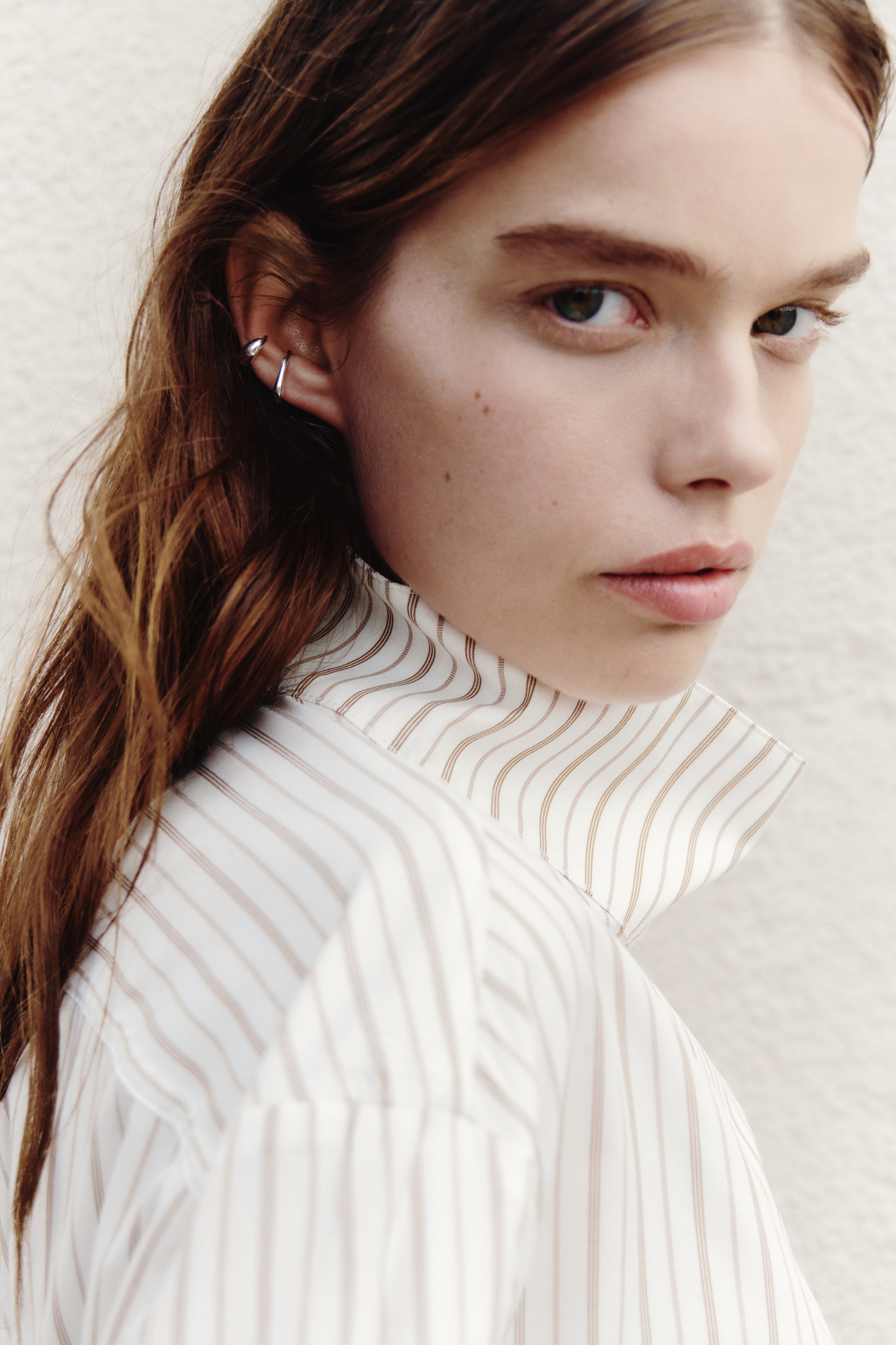 Oversized Shirt with Stand-Up Collar