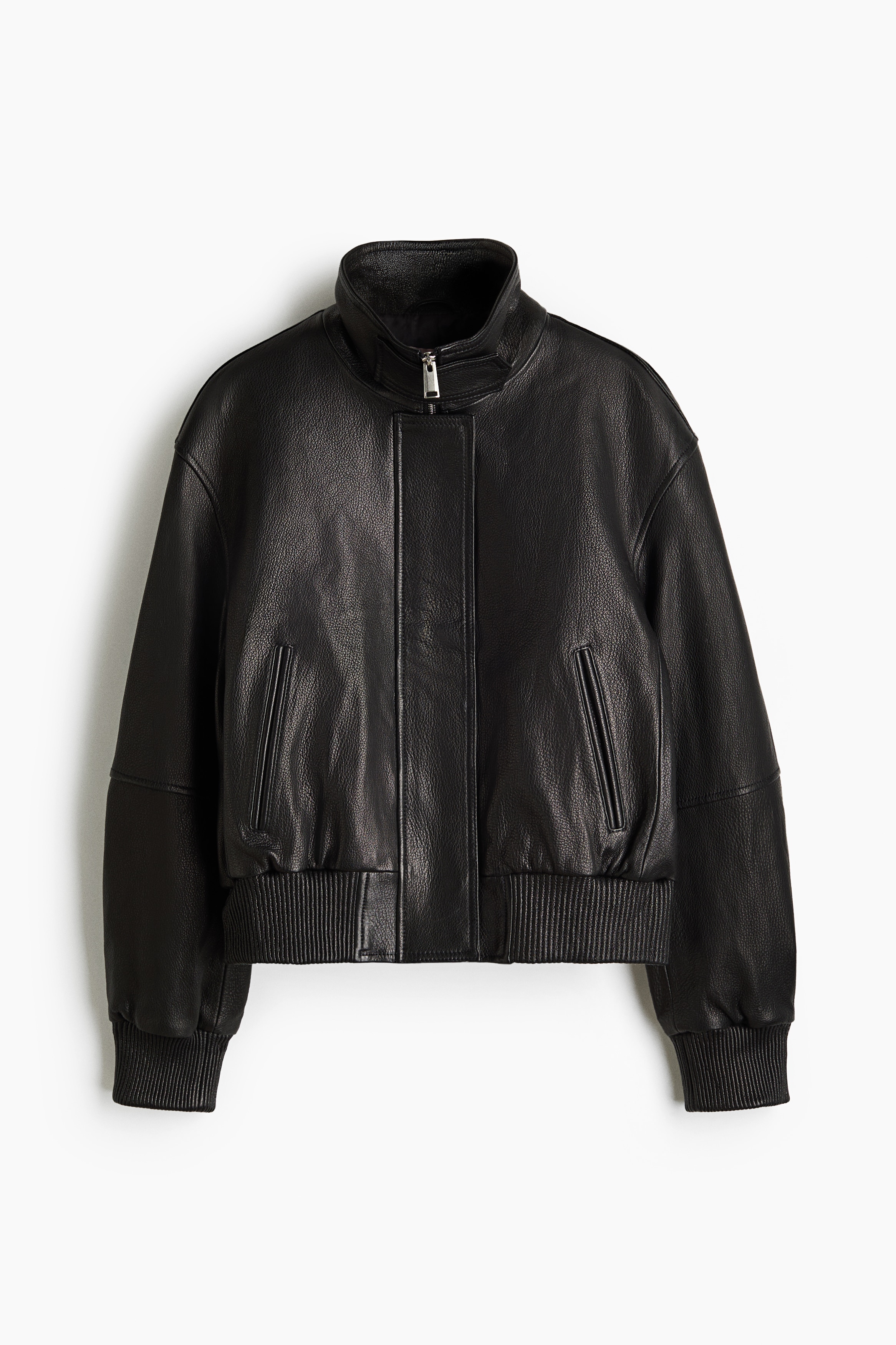 Oversized leather jacket - Siyah
