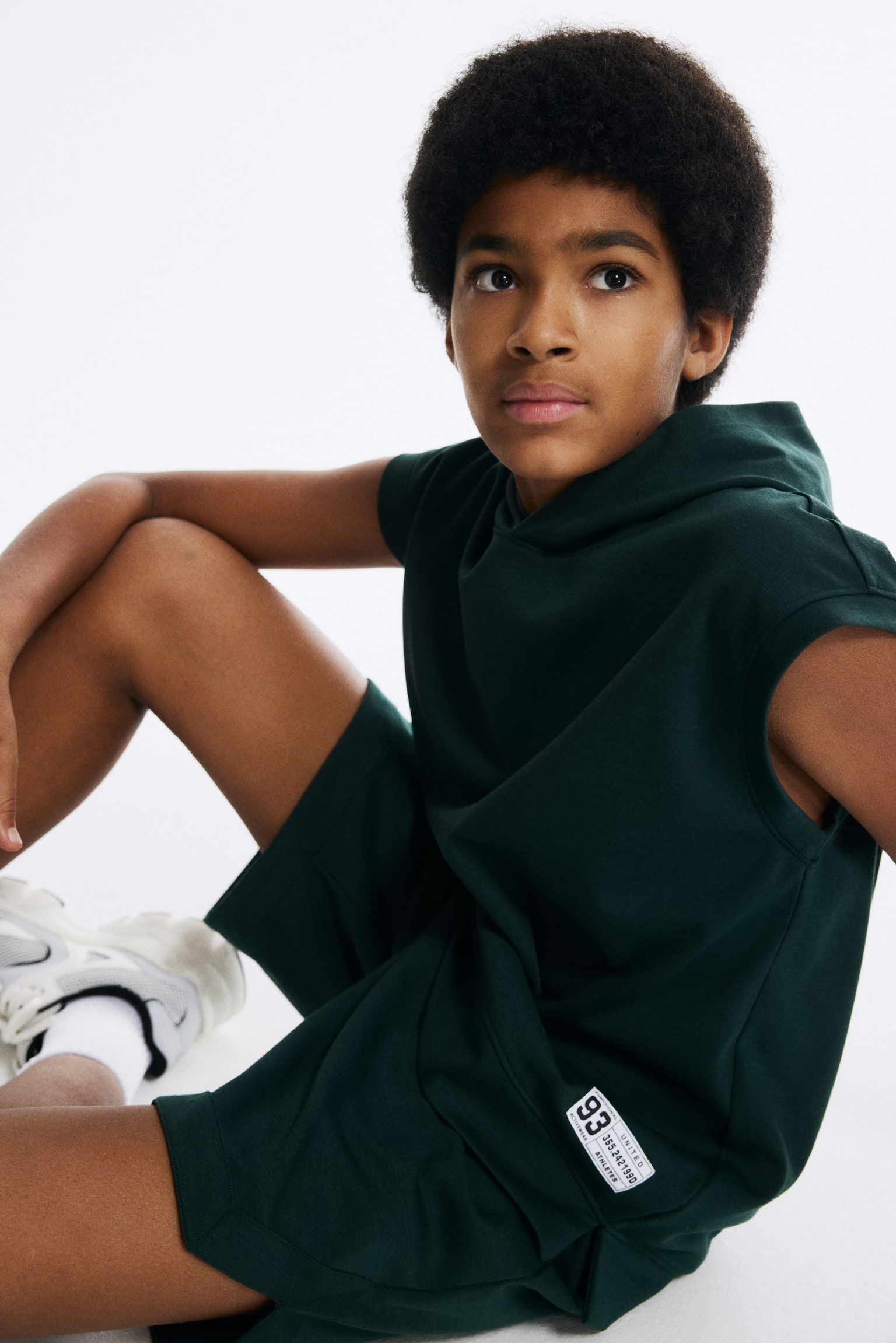 Sleeveless Sports Hoodie and Shorts with DryMove™ - Dark green/Light gray - 3