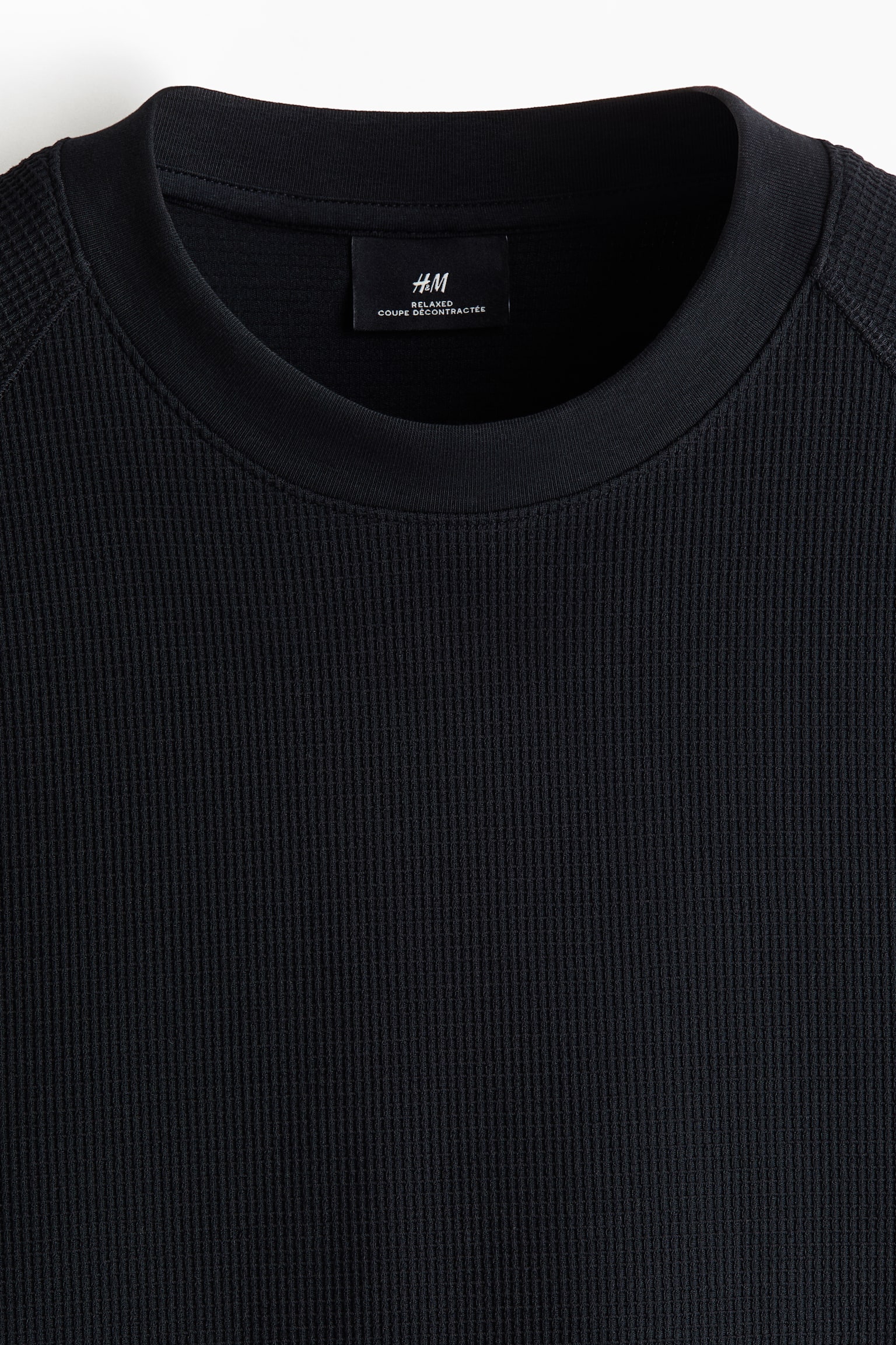 Мужская футболка H&M Relaxed-Fit Long-Sleeved, цвет: Чёрный — фото 6