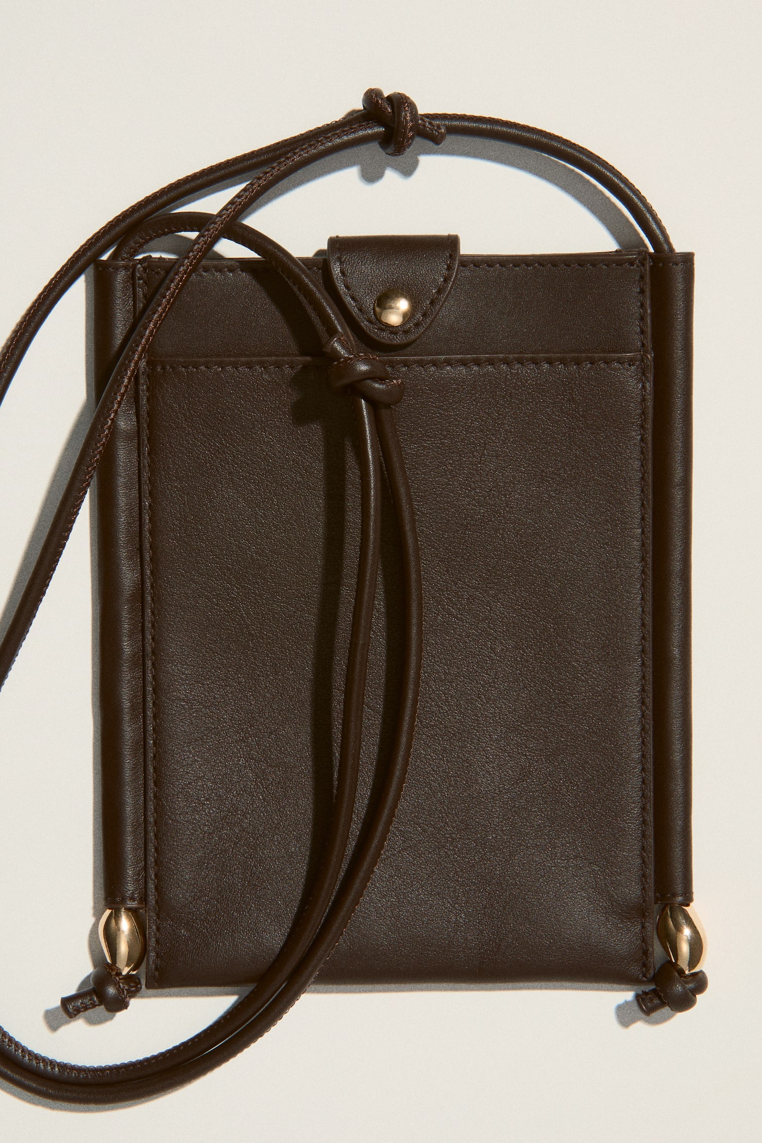 Leather crossbody bag - Dark brown - 1