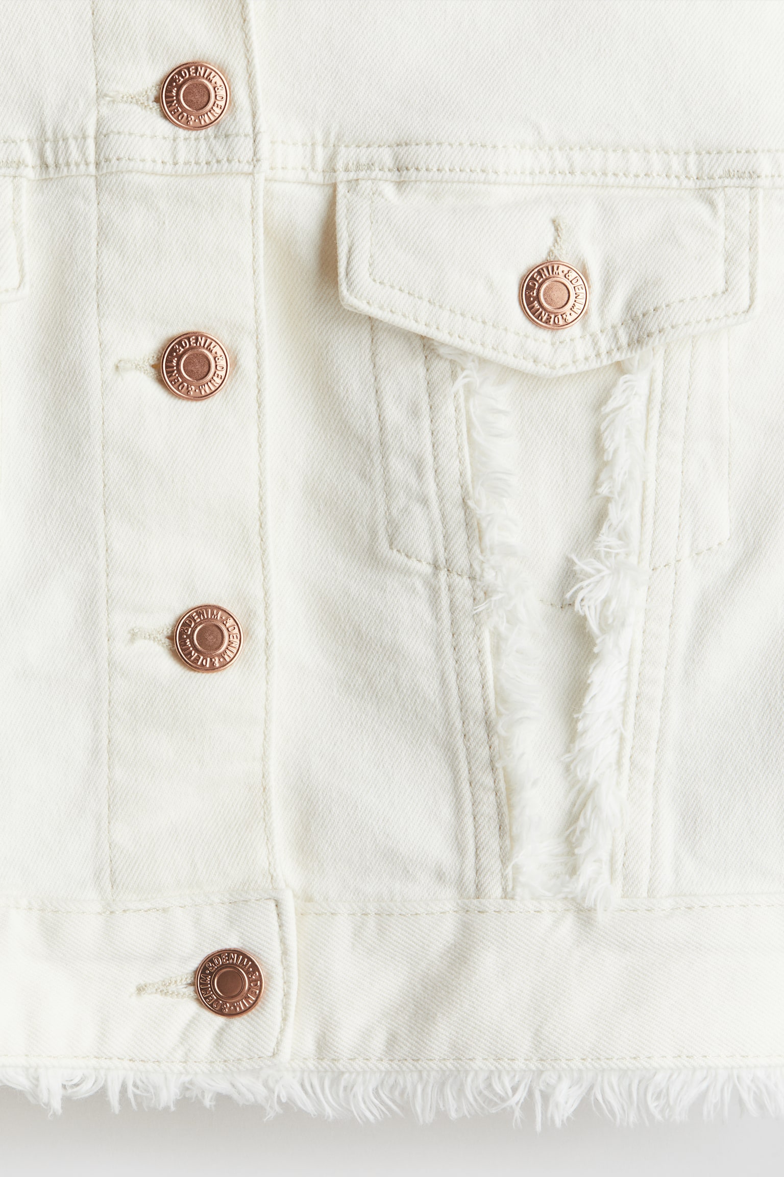 Oversized Frayed Edge Denim Jacket - White/Denim blue - 4