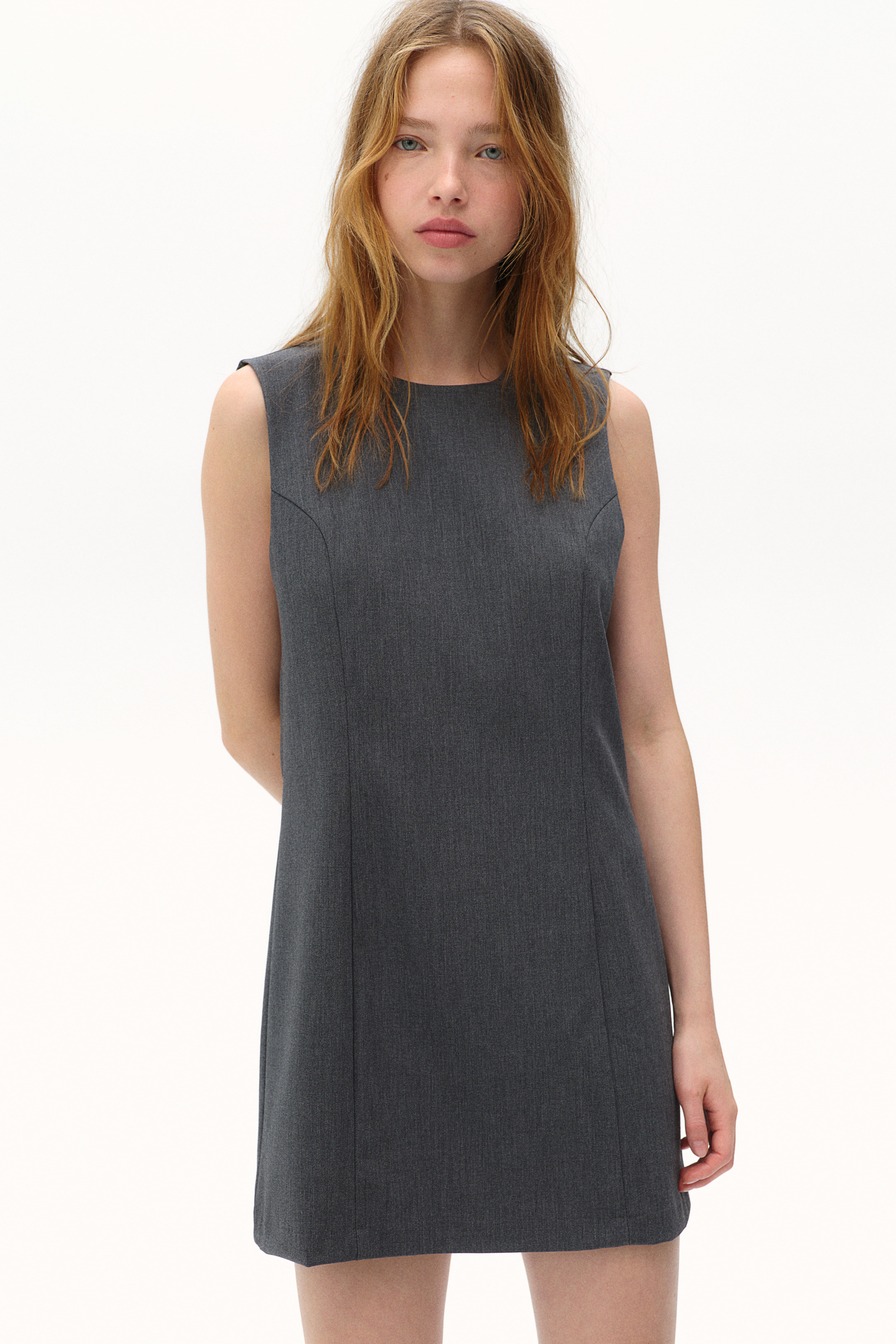 sleeveless twill dress