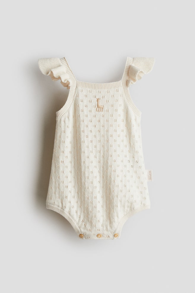 Pointelle-Knit Romper Suit - Cream - 1