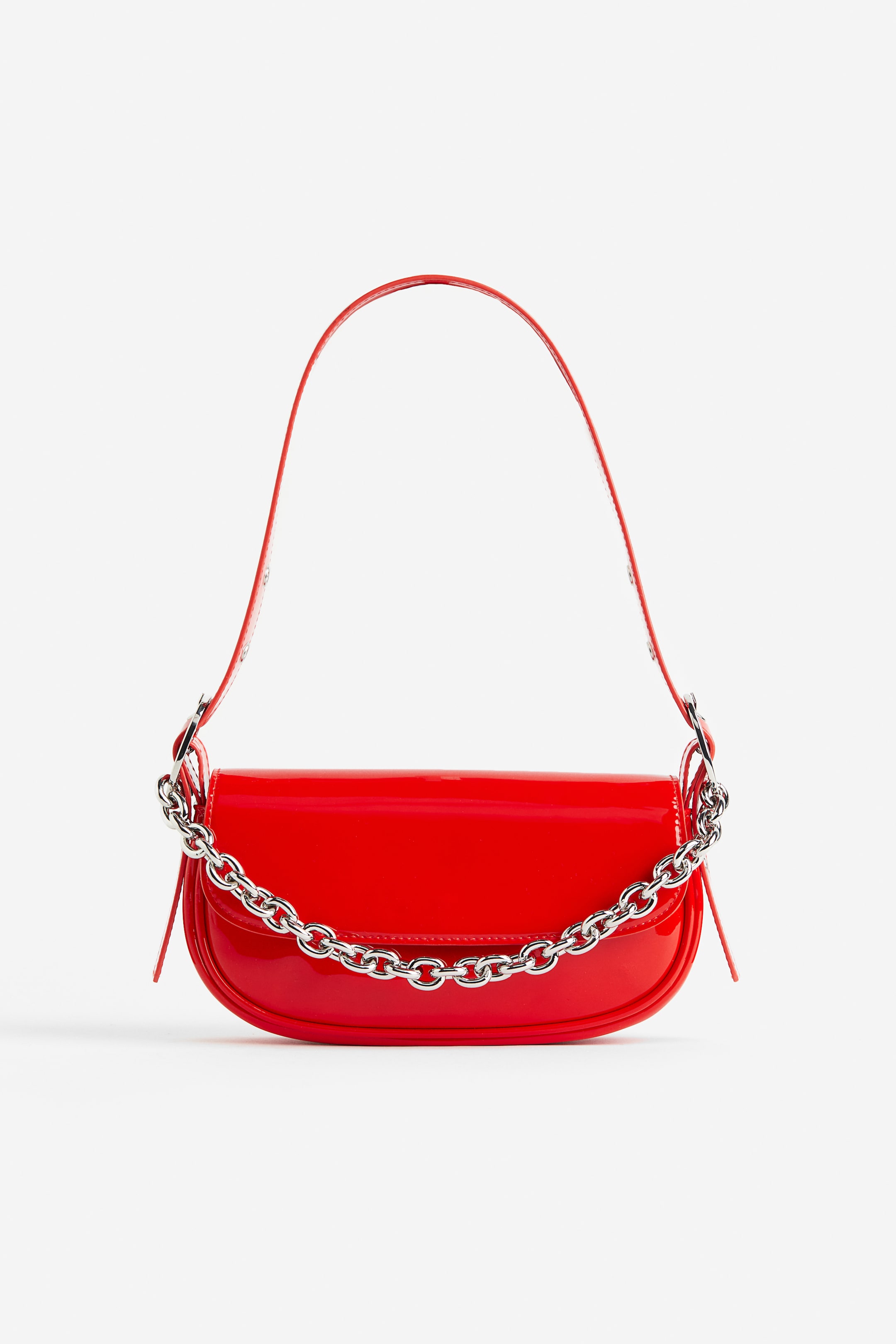 Chain-detail Coated Shoulder Bag