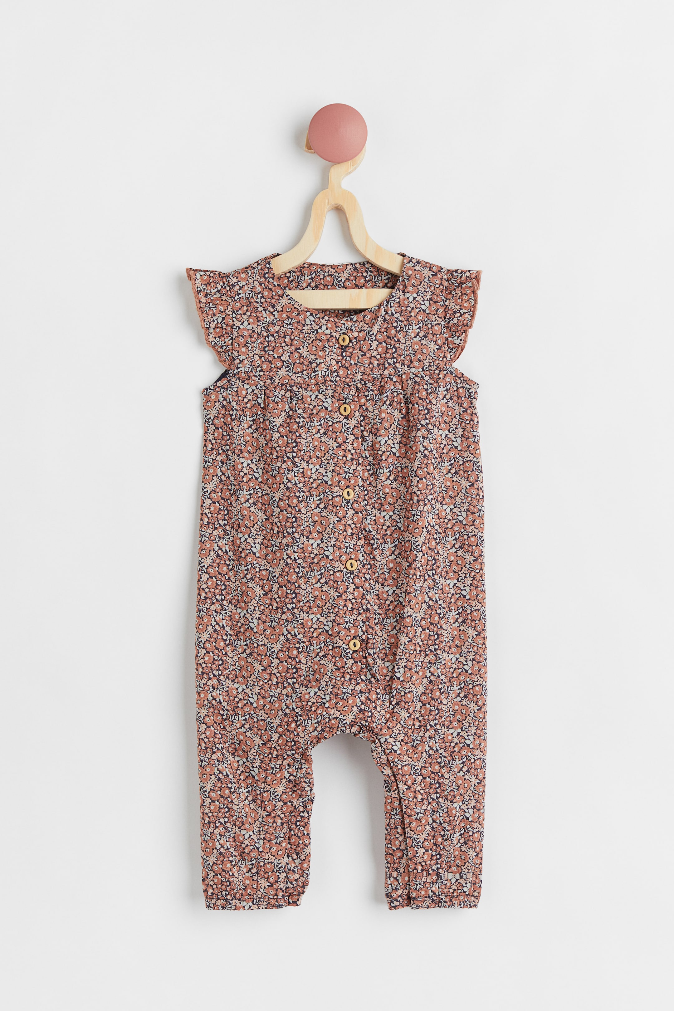 View larger image: Cotton romper suit - Old rose/Floral - Kids | H&M 1
