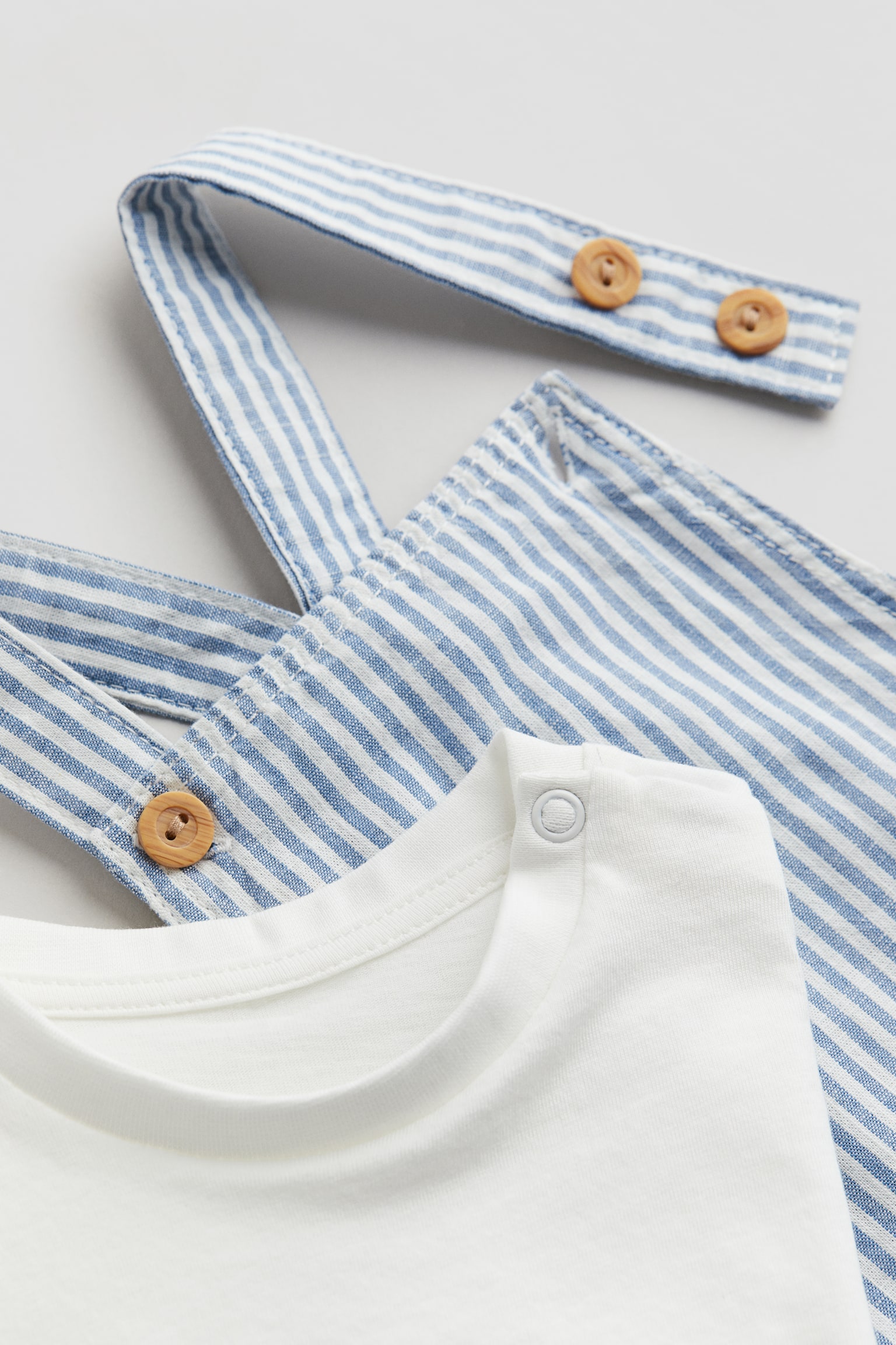 2-piece cotton set - White/Blue striped/Beige/Striped - 2