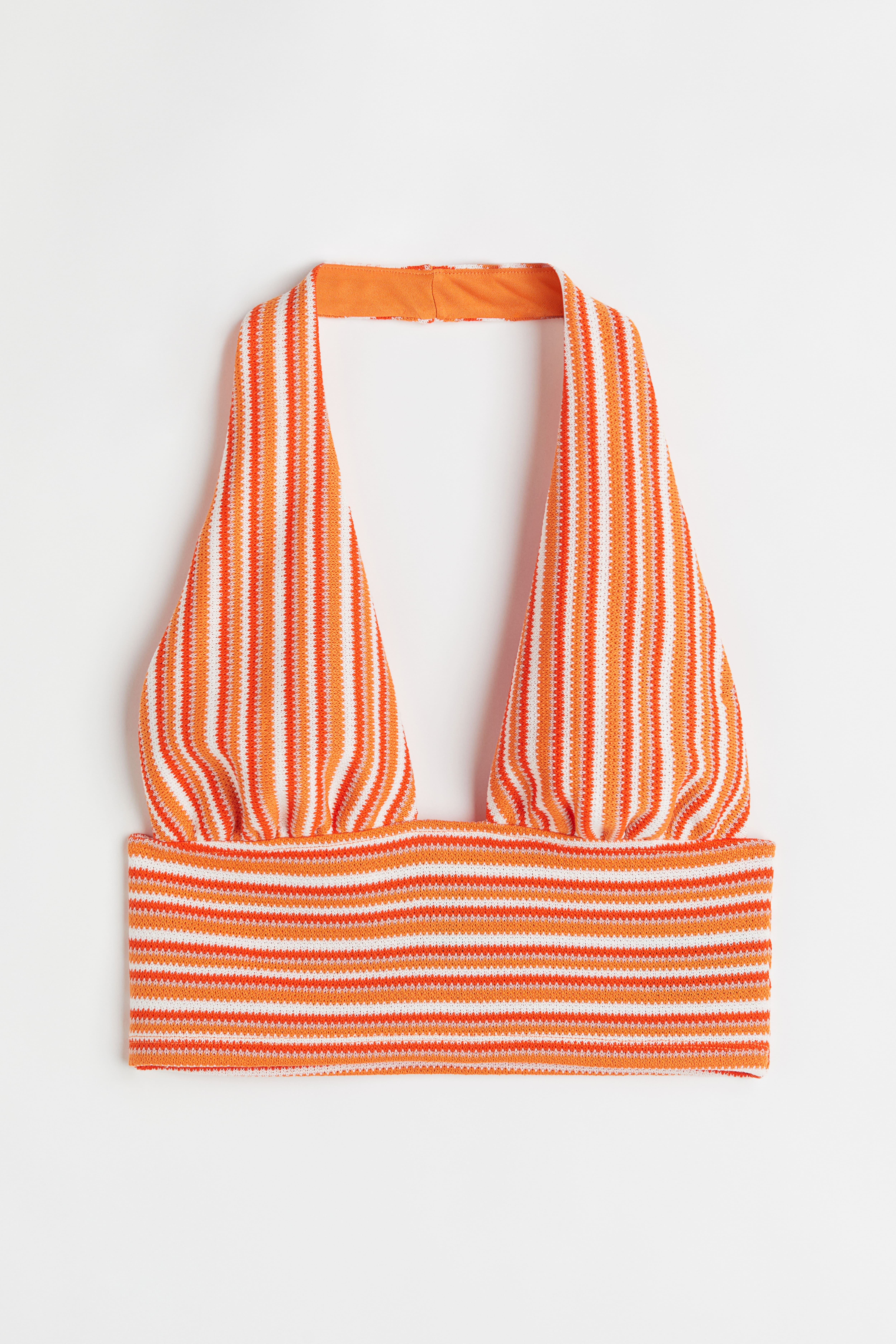 Halterneck Top Orange striped Ladies H M CA