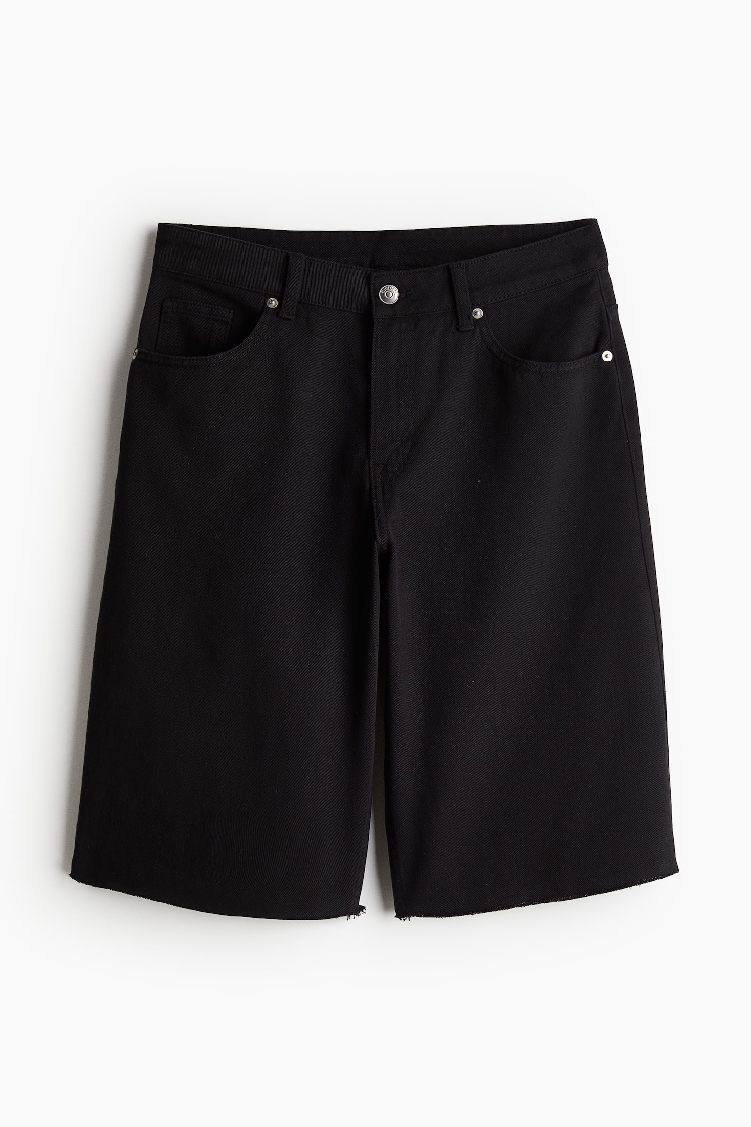 Twill Bermuda Shorts - Black/Cream - 2