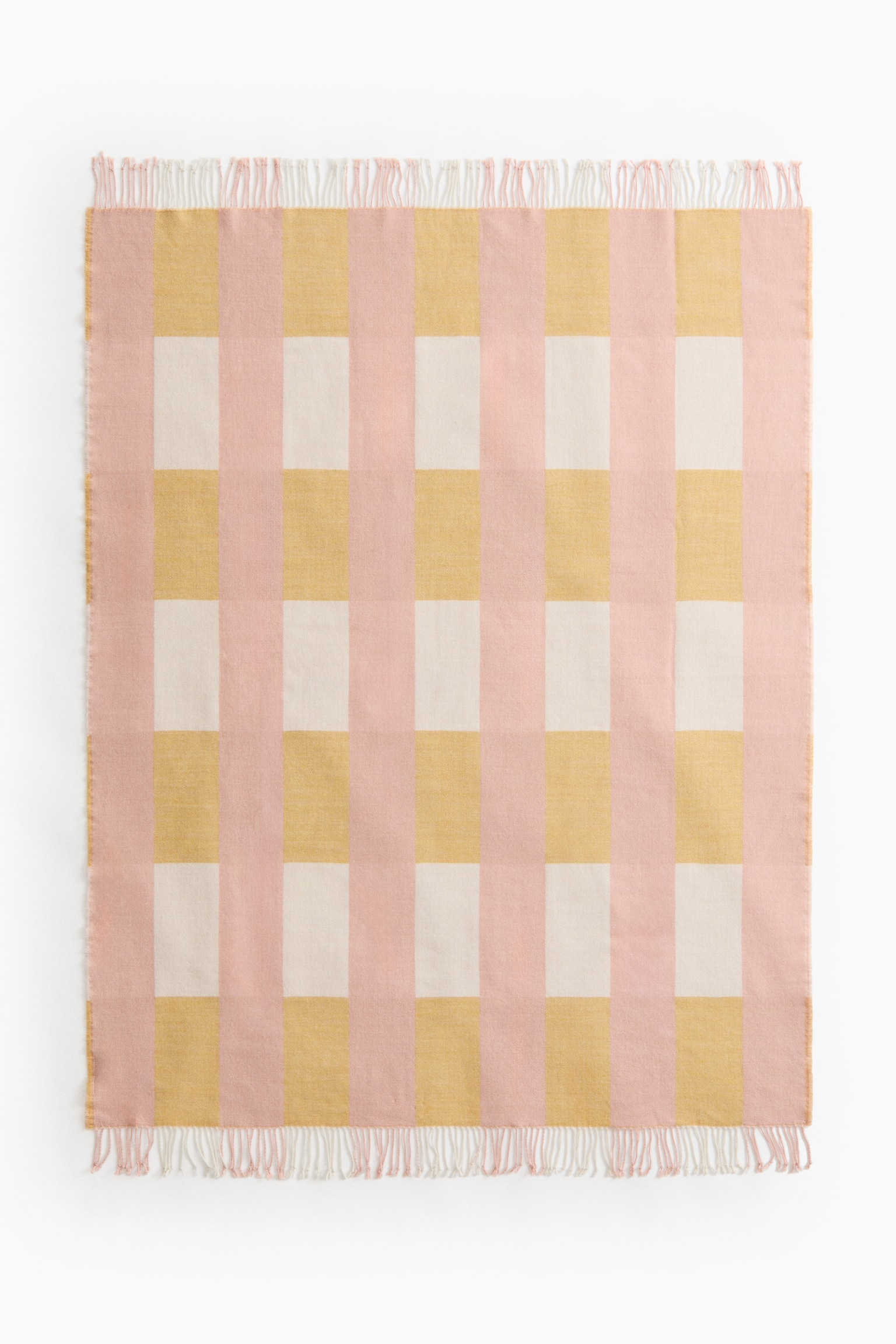 Jacquard-weave blanket - Light pink/Checked/Khaki green/Checked/Orange/Checked - 3
