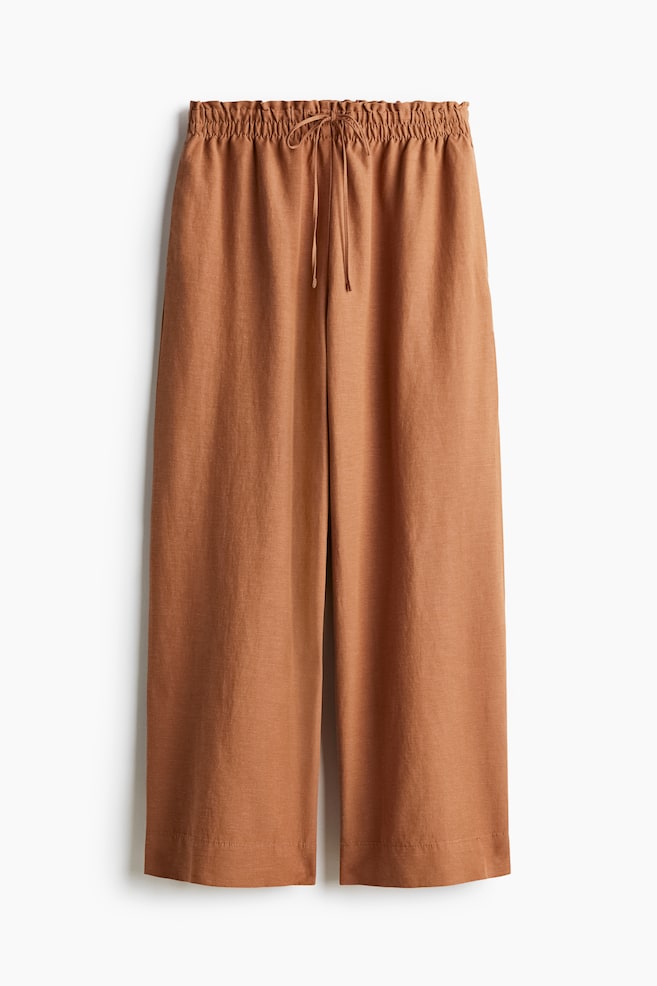 Linen-blend trousers - Brown - 1