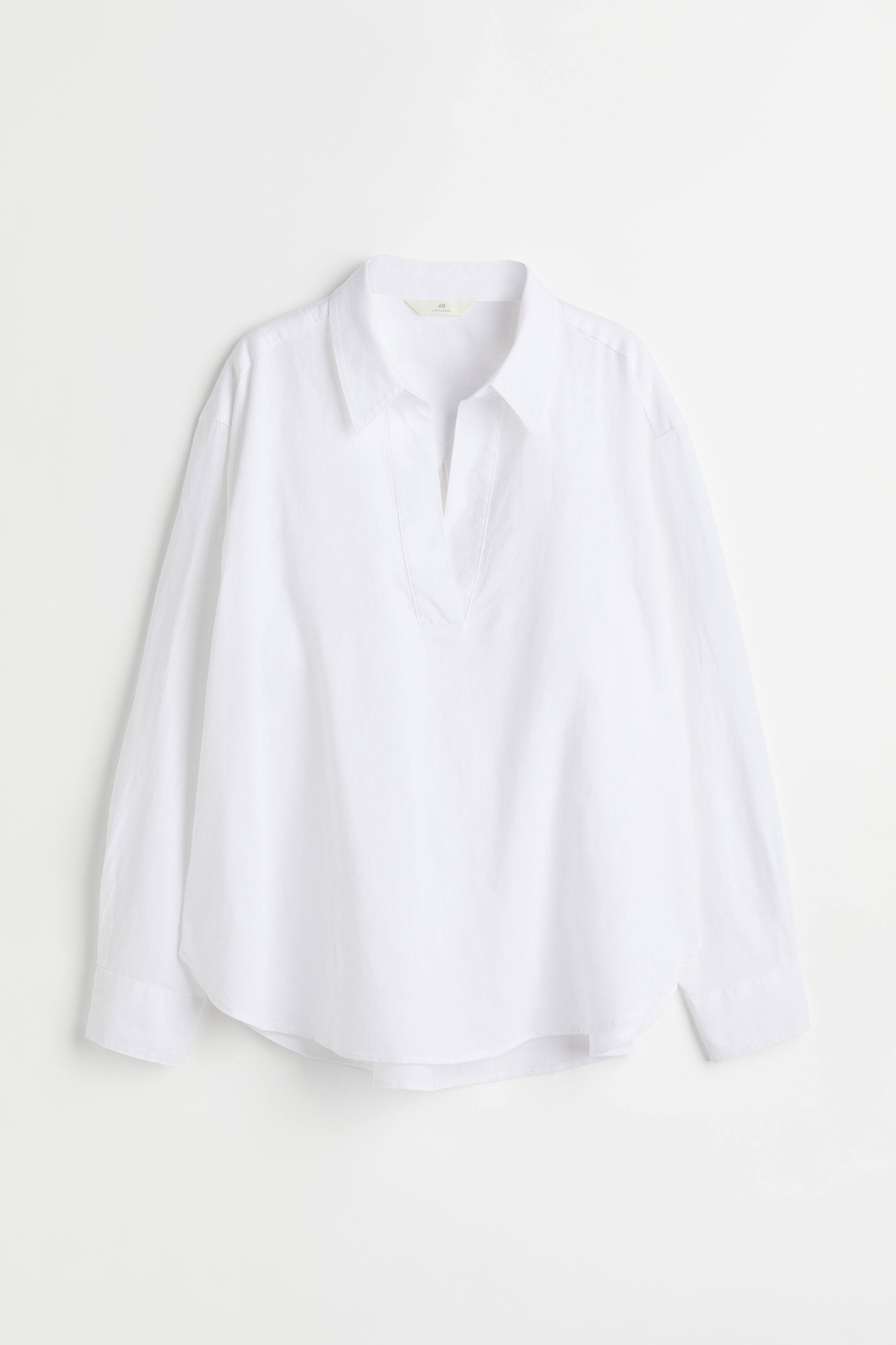 查看大圖: 亞麻混紡襯衫 - 白色 - Ladies | H&M 1