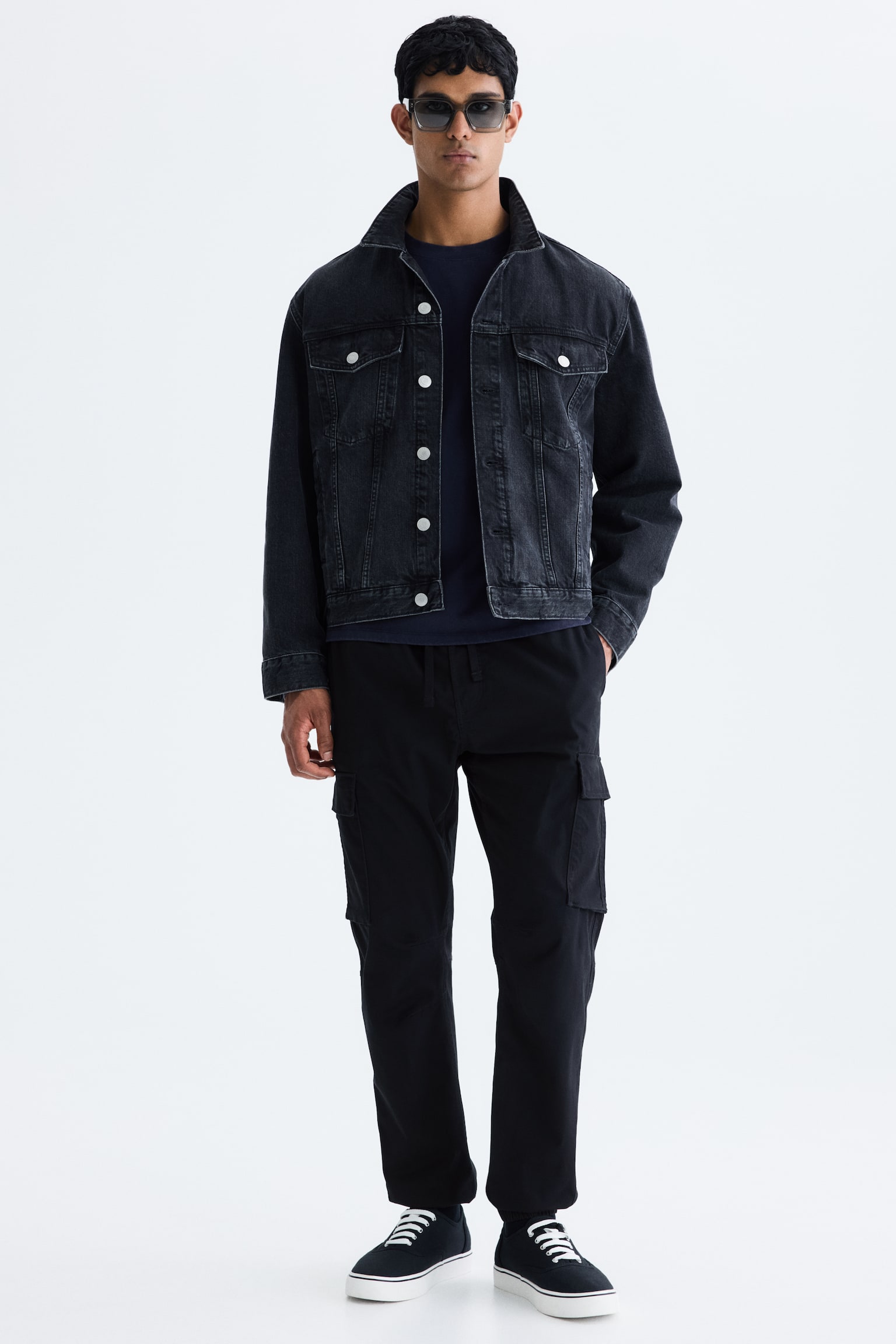 Slim Fit Cargo trousers - Black/Dark grey/Light beige - 1
