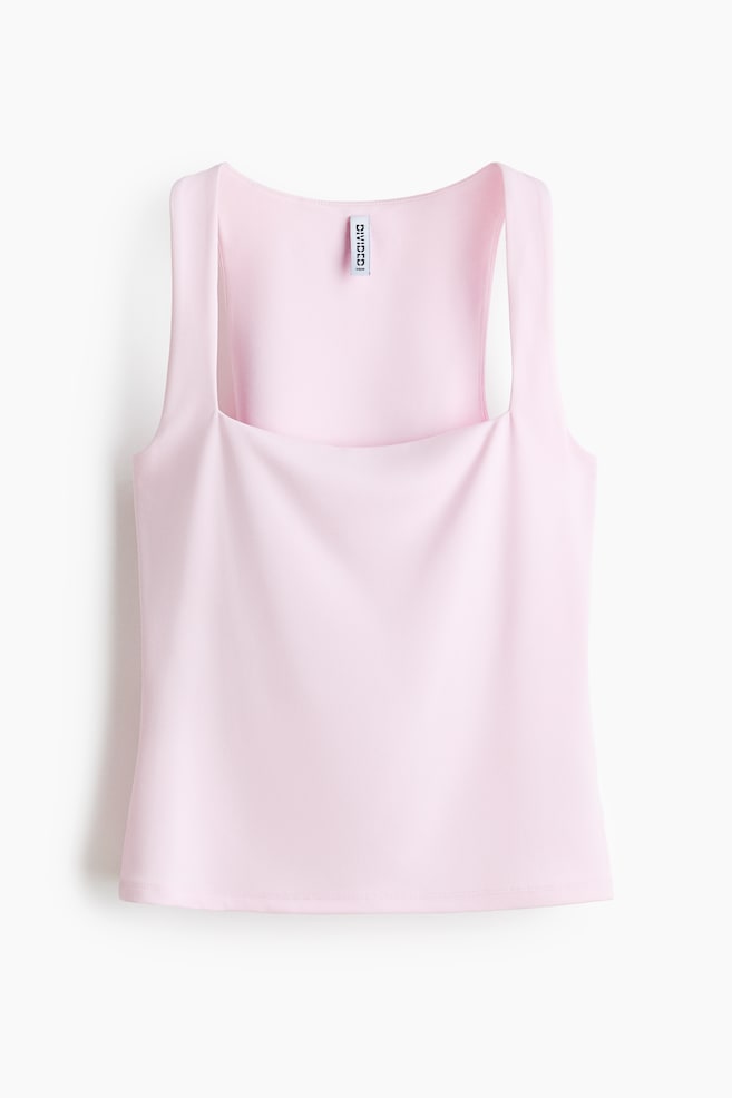 Square-neck jersey top - Light pink/White/Black - 1