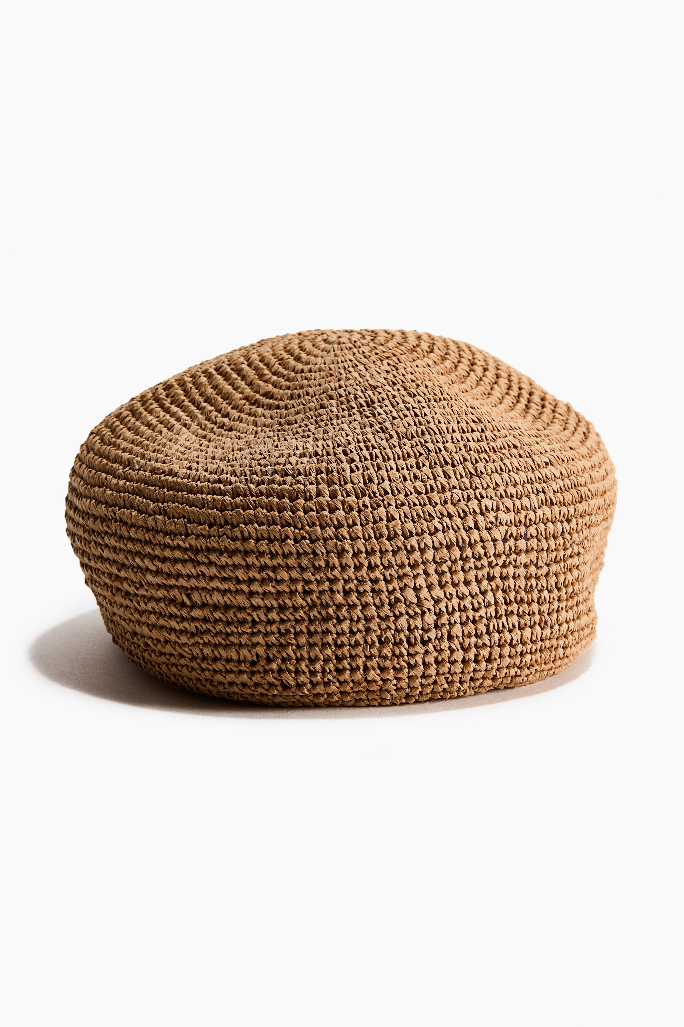 Straw Beret - Dark beige/Black