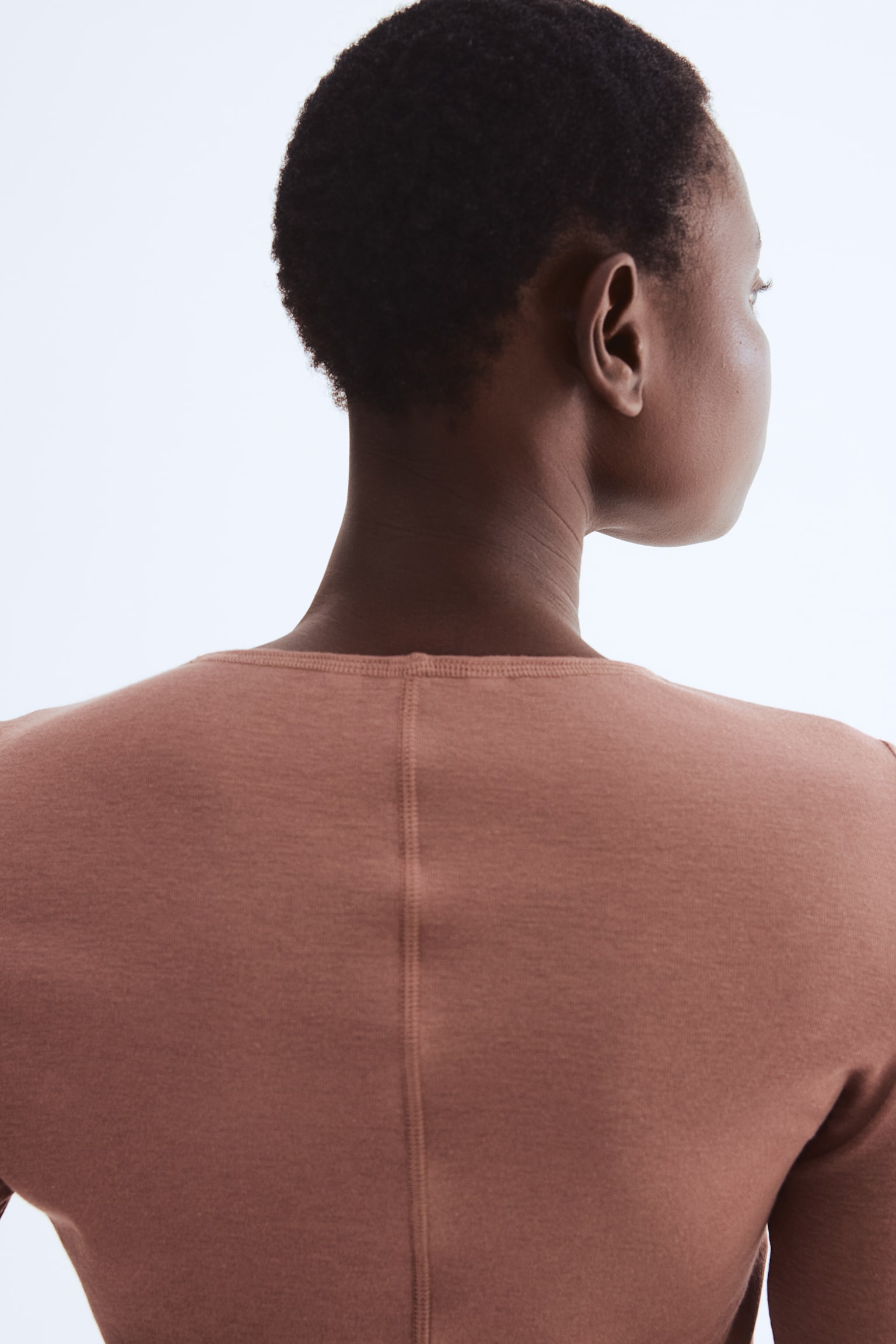 Top z bavlny pima - Tlumená růžová/Červená/Bílá/Hnědá - 5