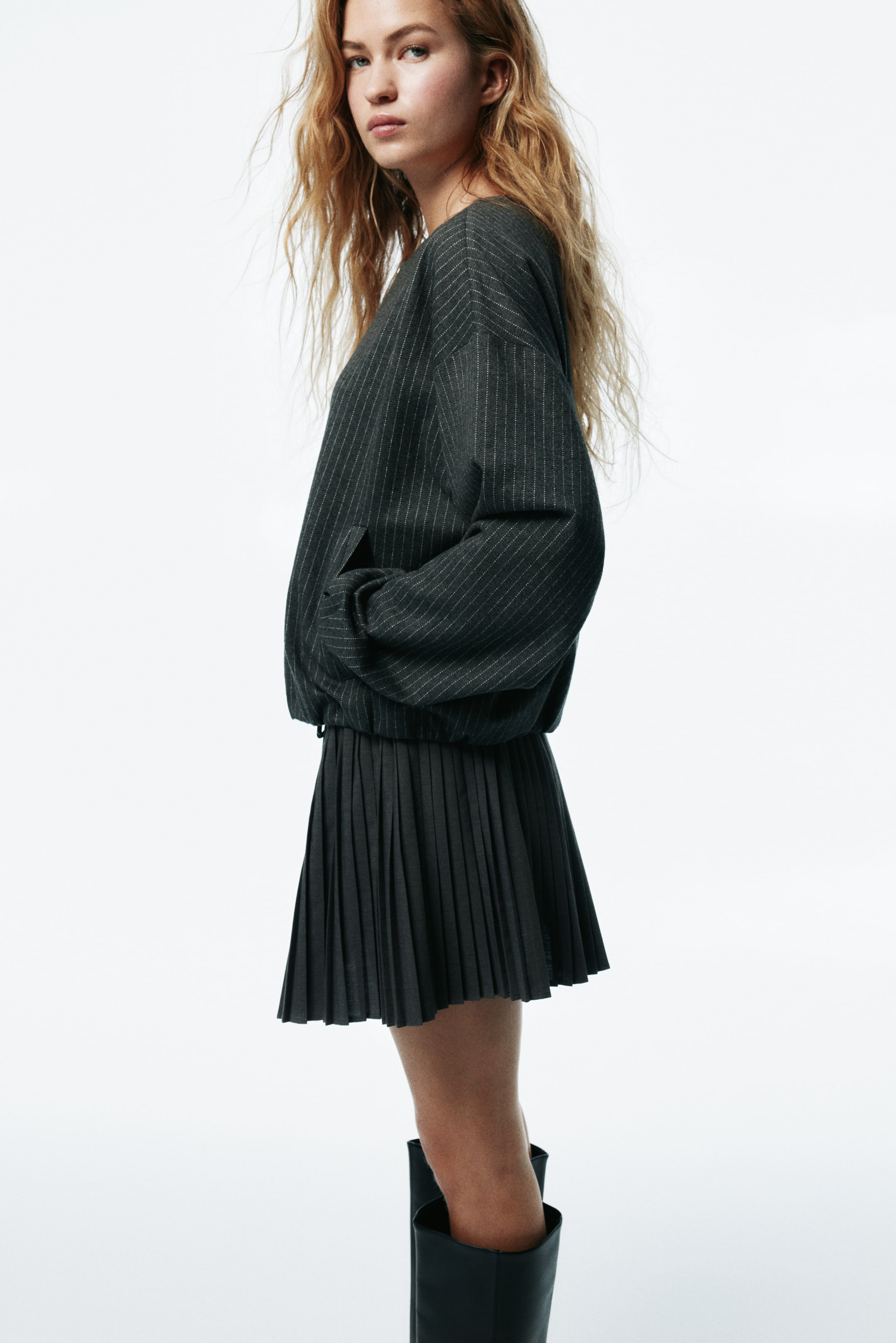 View larger image: Oversized jersey jacket - Grey marl/Pinstriped - Ladies | H&M IN 4