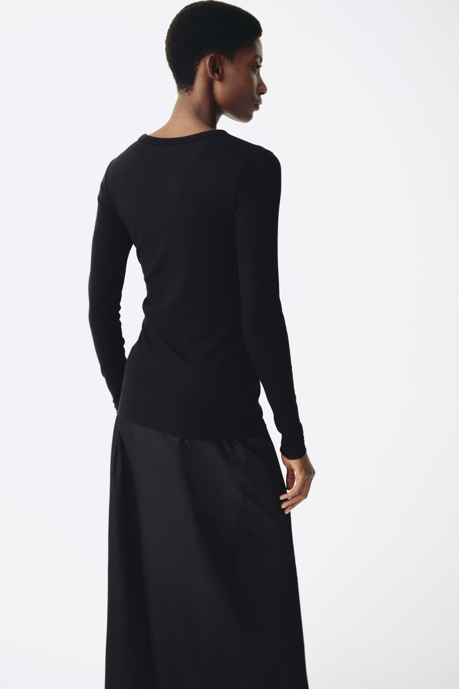 MAMA Camiseta en punto de canalé - Negro/Gris jaspeado/Rosa claro/Marrón oscuro/Crema/Azul paloma/Beige claro jaspeado - 4