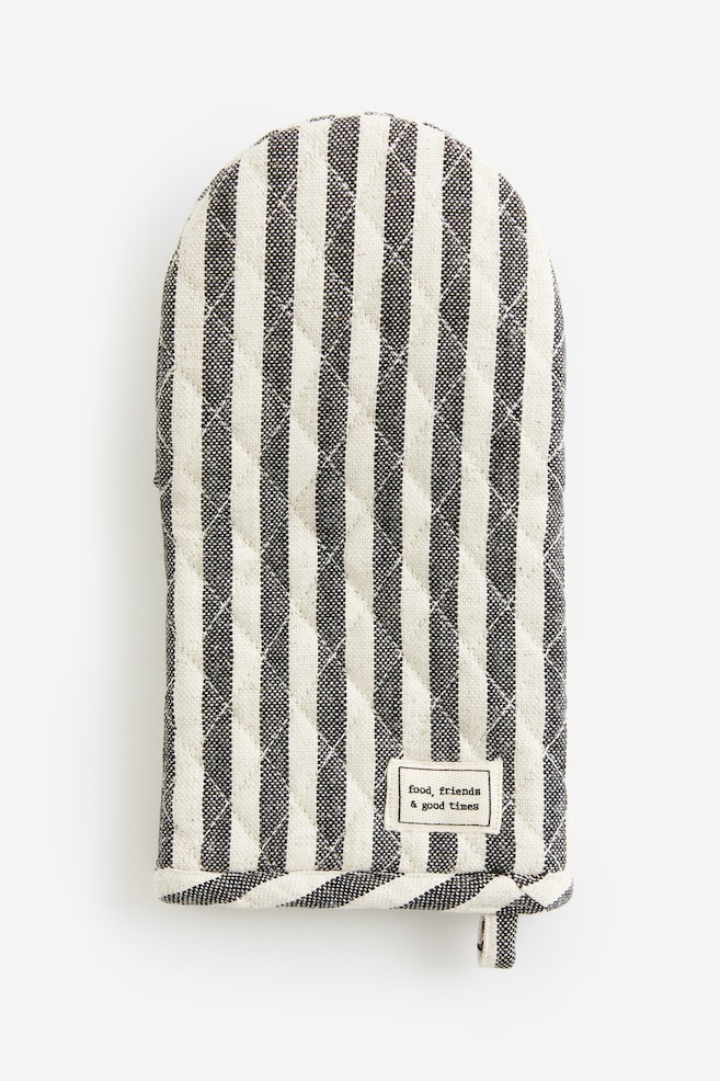 Striped oven glove - Dark grey/Natural white/Light beige/White/Red/Striped - 1
