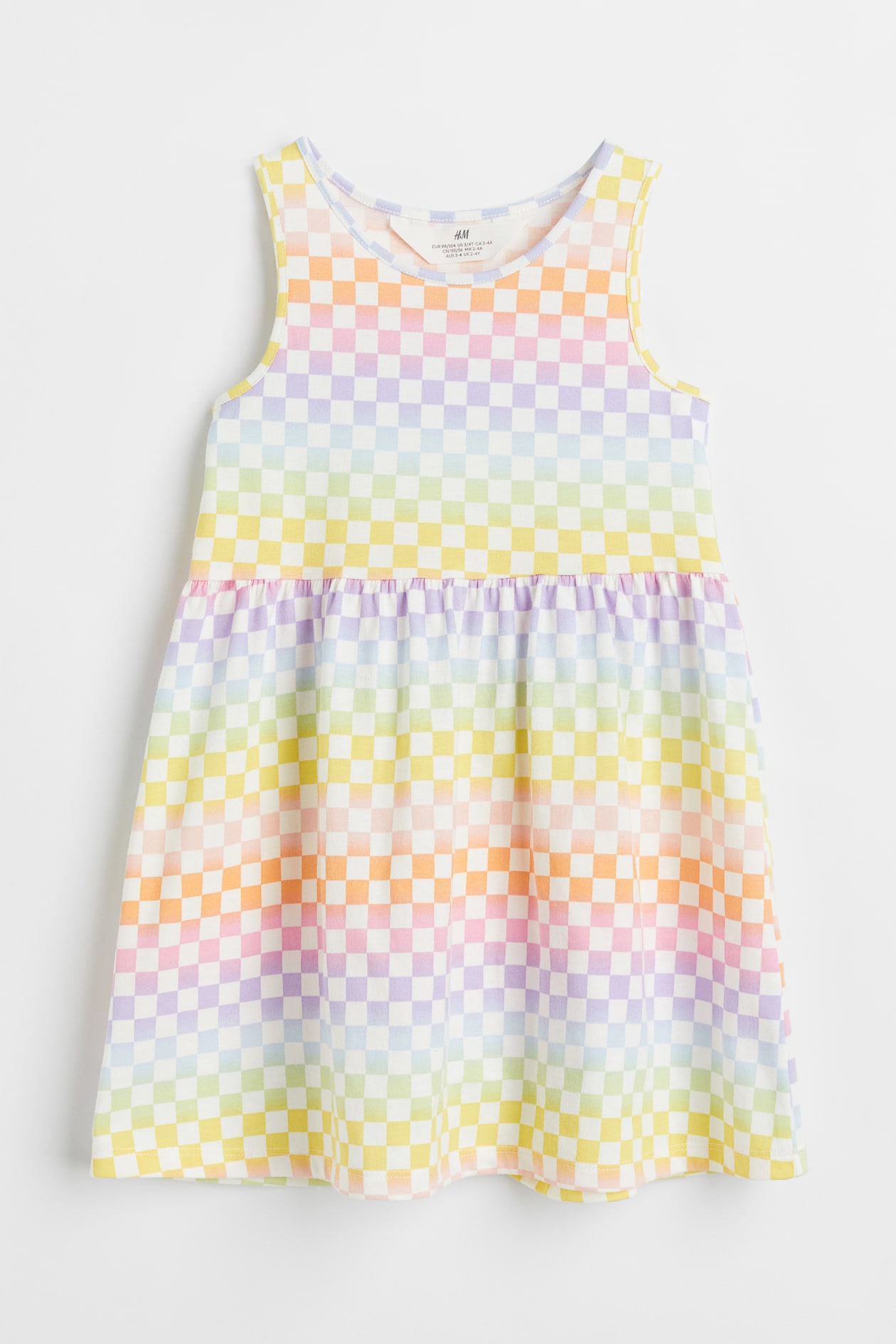 Patterned Jersey Dress - Round Neck - Sleeveless - Natural white ...