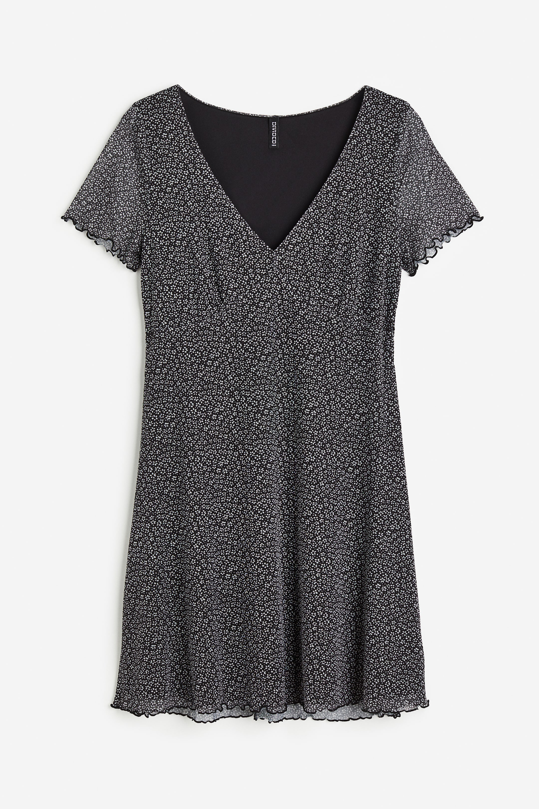 View larger image: H&M+ V-neck mesh dress - Black/Small flowers - Ladies | H&M MY 1
