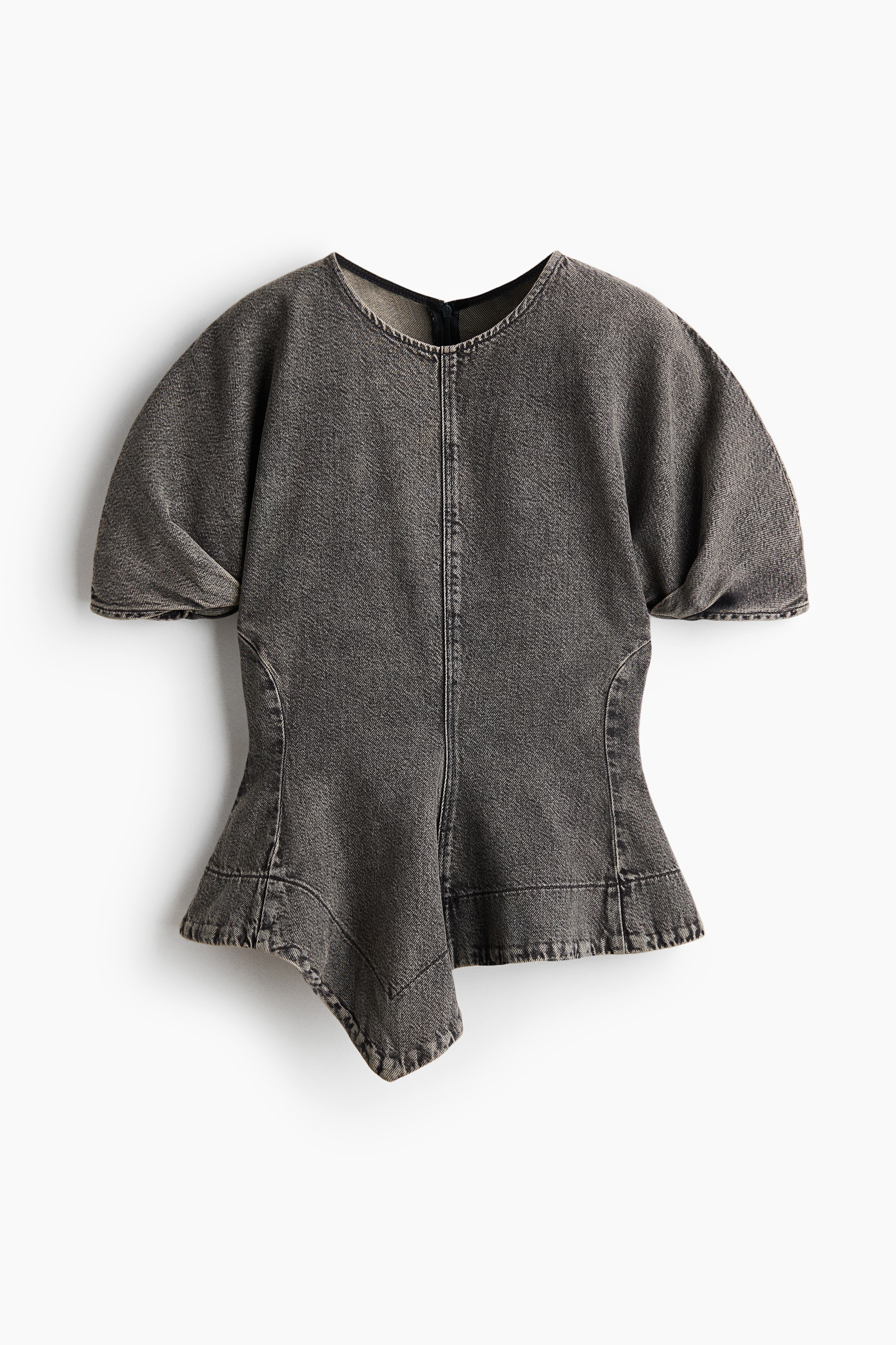 Denim peplum blouse - Washed black