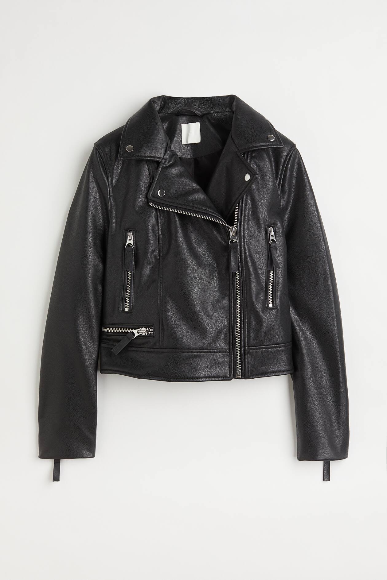 Biker Jacket - Long sleeve - Regular length - Black - Ladies | H&M US