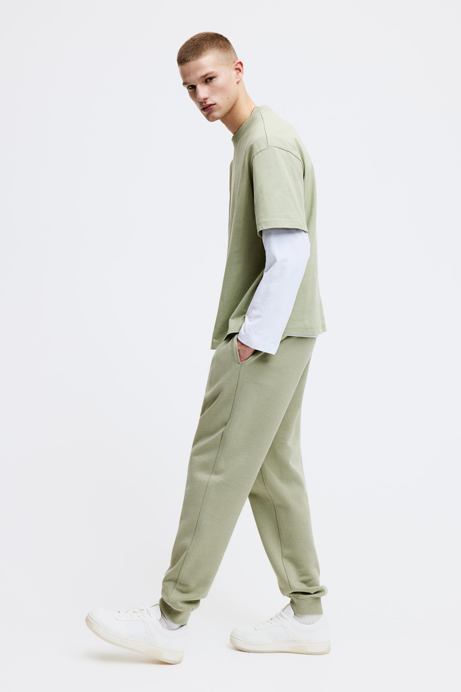 Regular Fit Track Pants - Green/Dark blue/Light grey marle/Black/Cream/Dark greige/Light grey marle/Grey - 4