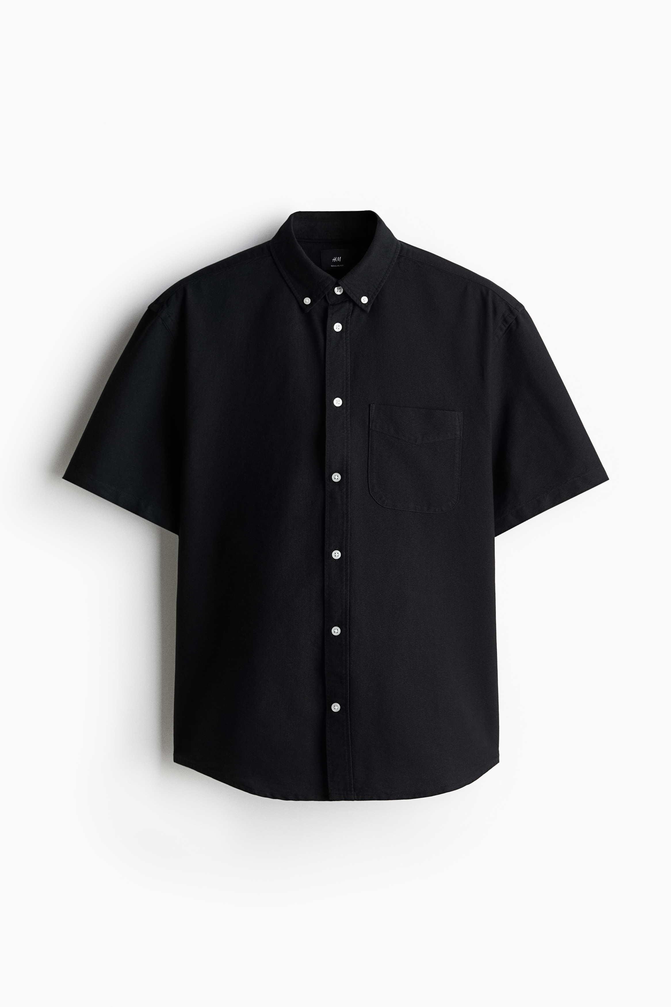 Regular Fit Short-sleeved Oxford shirt - Black