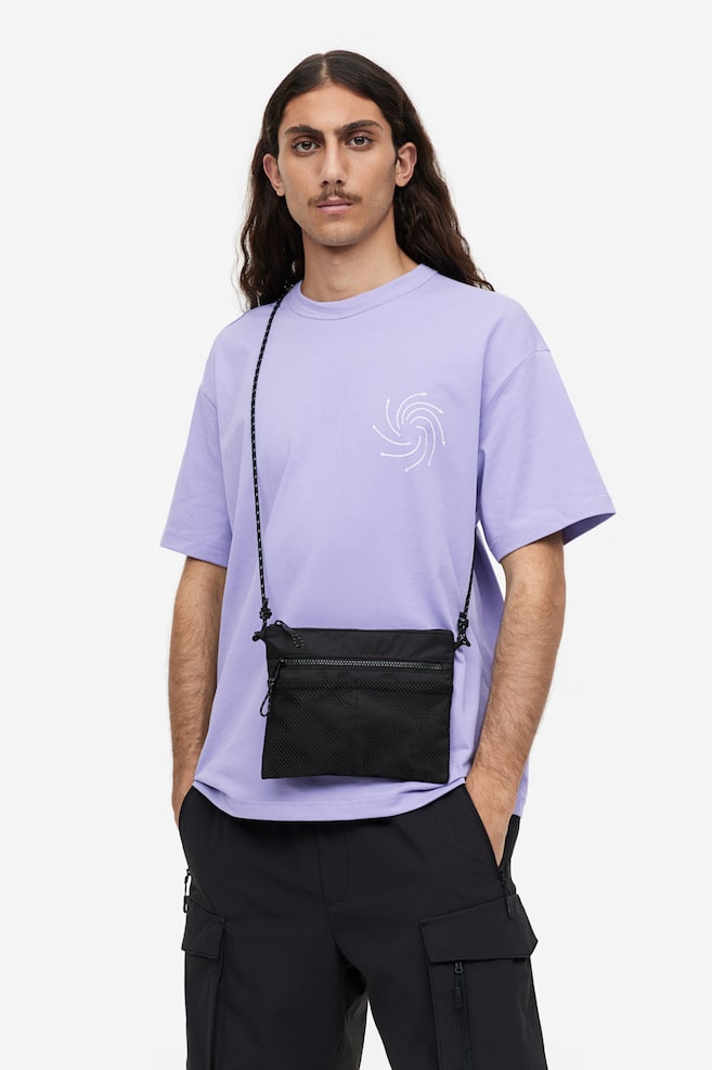 Mesh-detail shoulder bag - Black/Beige - 2