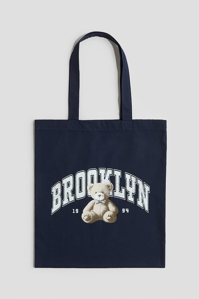 Printed canvas tote bag - Black/Brooklyn - 1