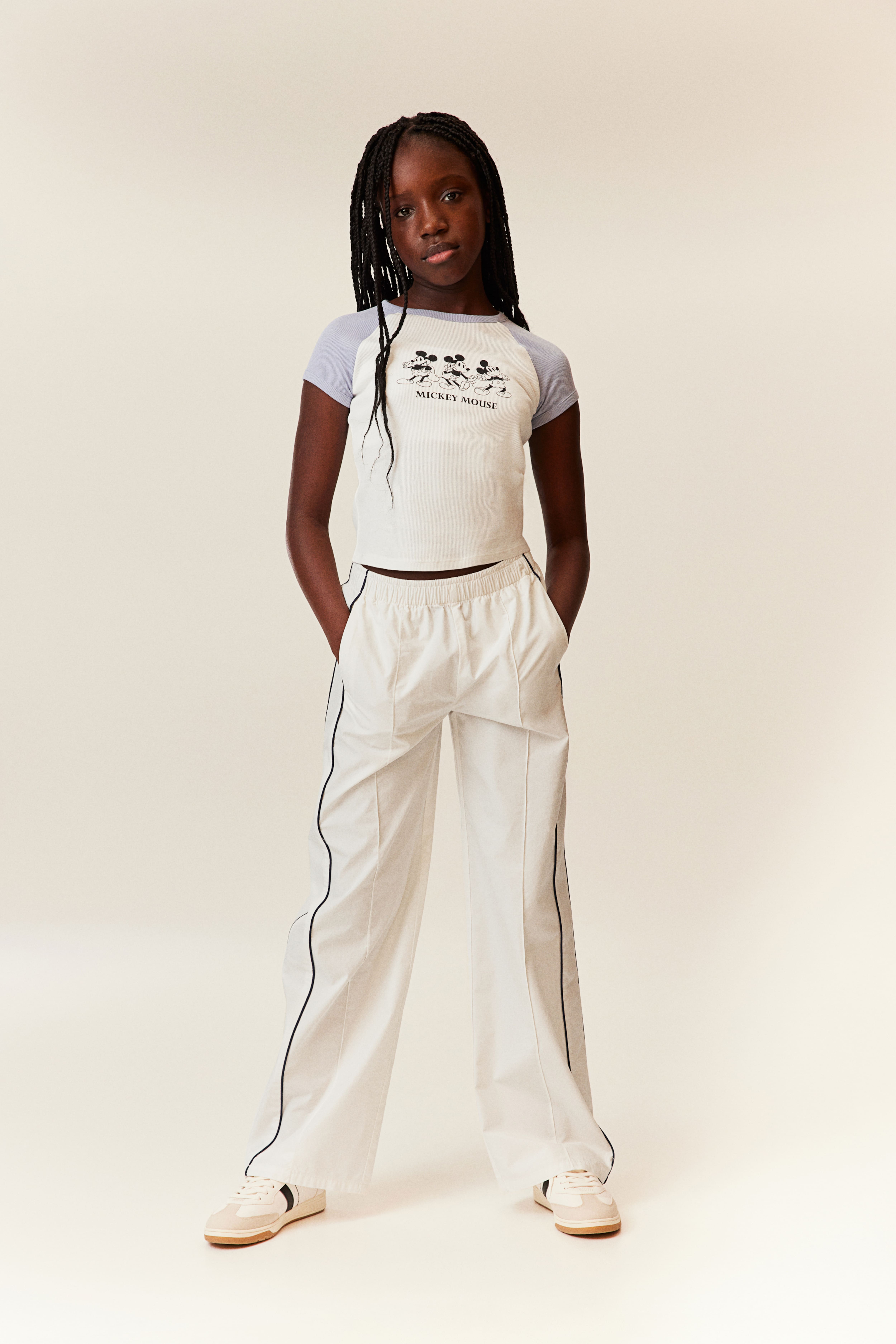 Track Pants with Piping White dark blue Kids H M CA