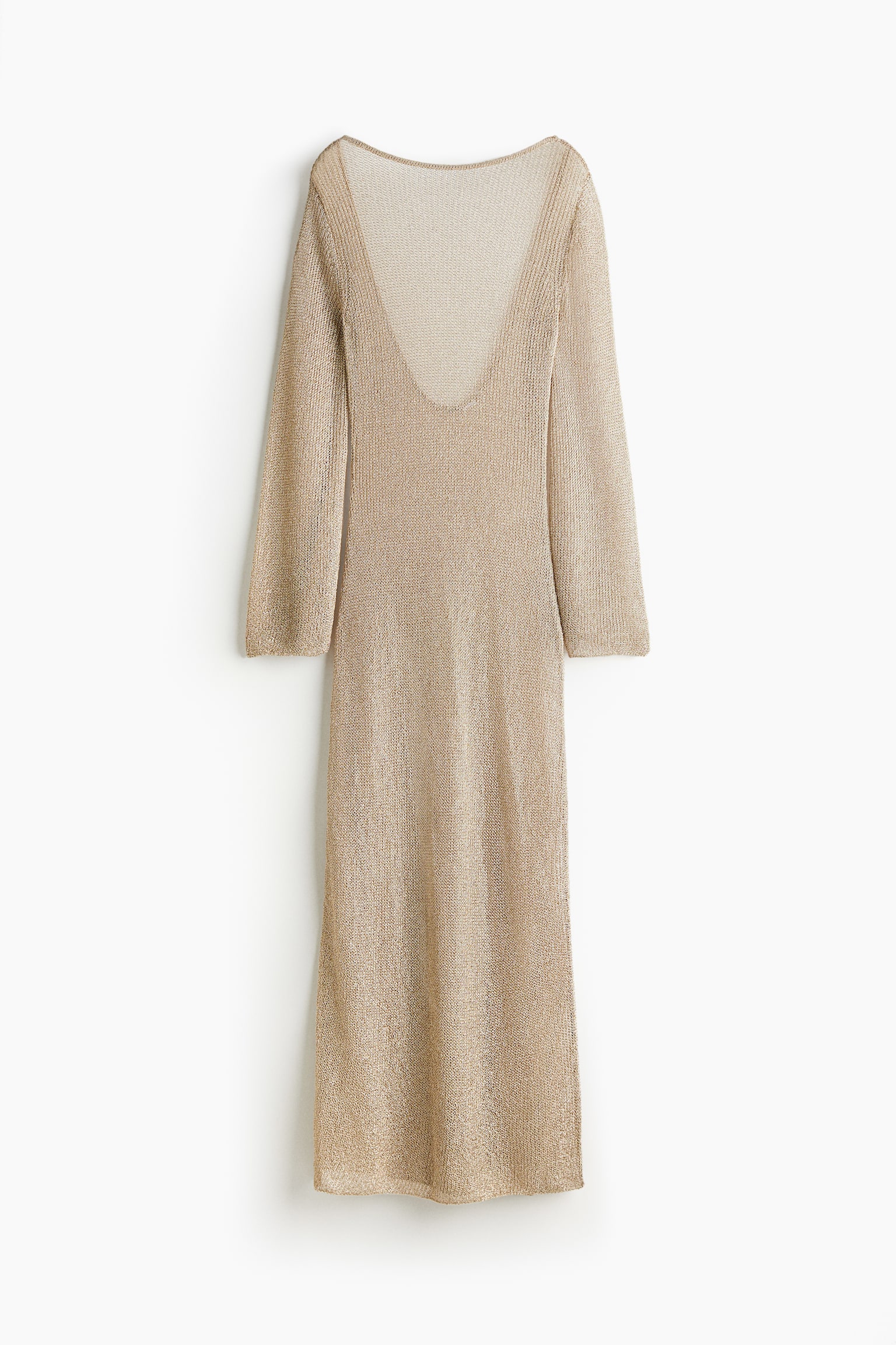 Glittery Low Back Rib Knit Dress - Gold colour - 2