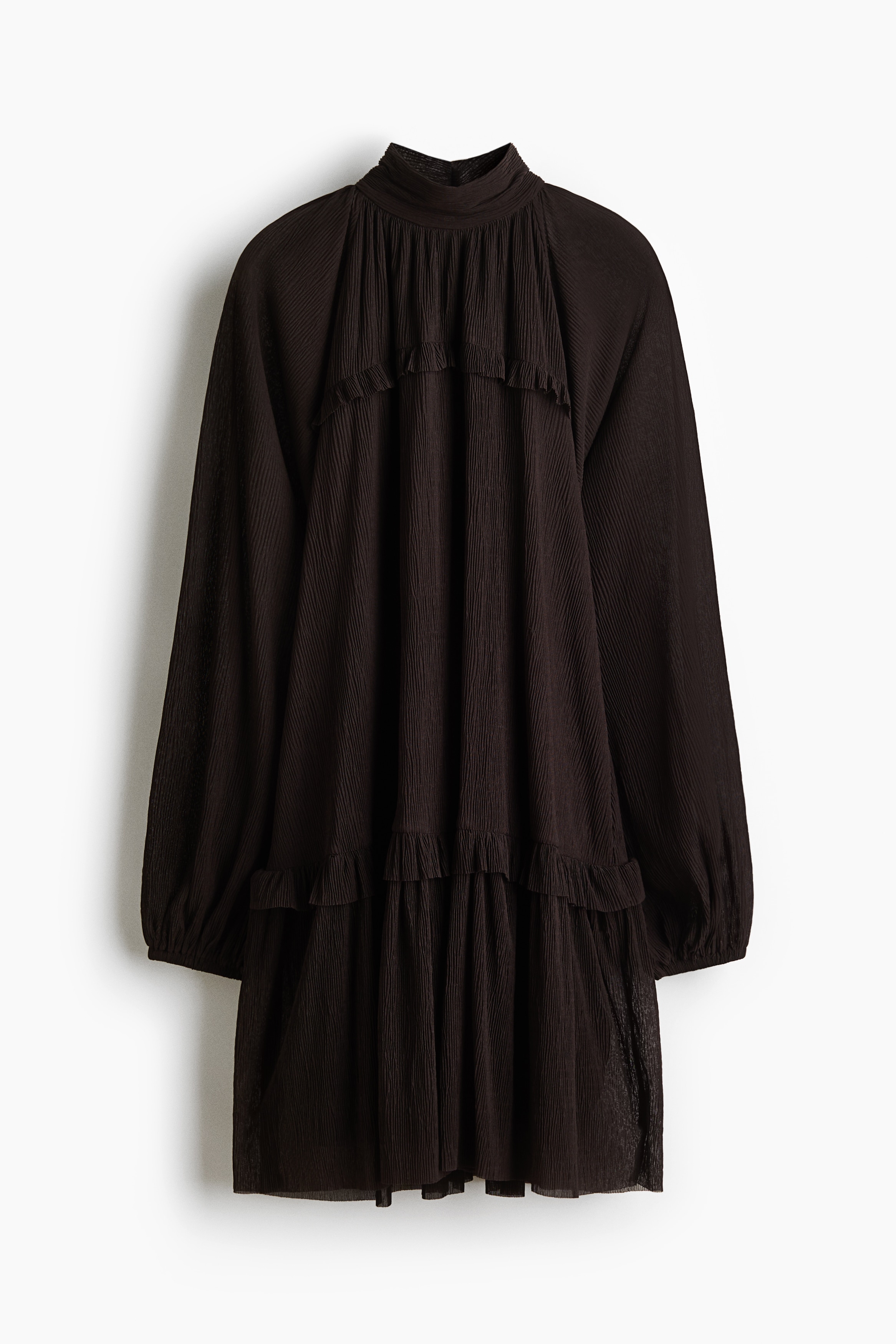 Plissé Jersey Dress - Dark brown