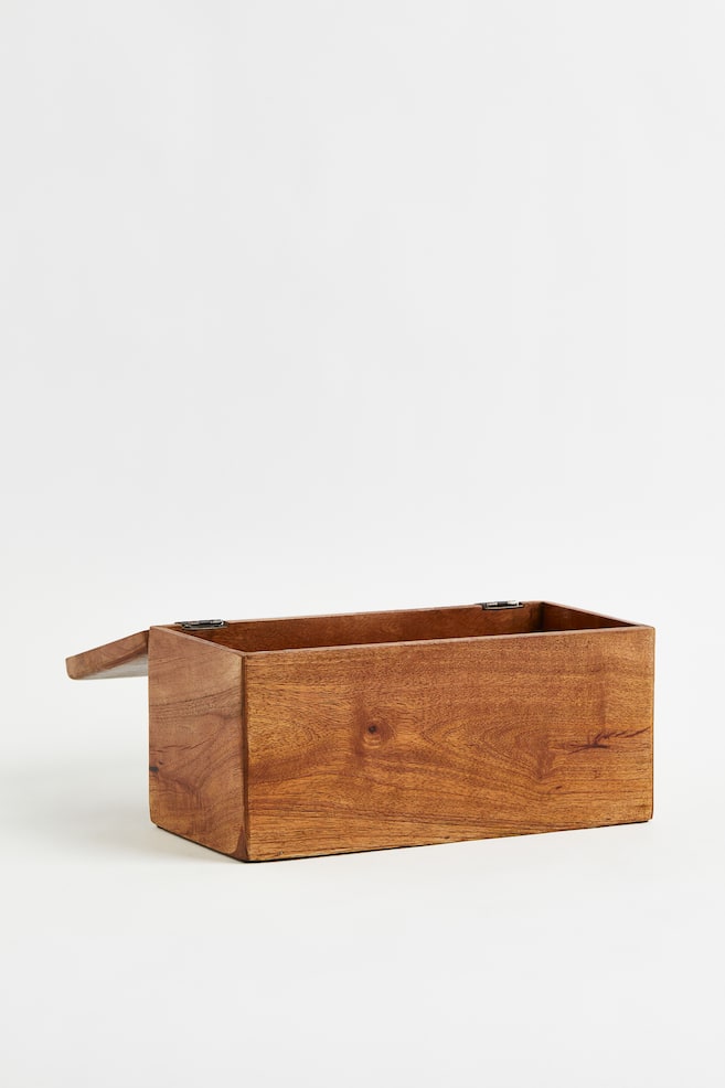 Boîte en bois avec couvercle - Marron - 2