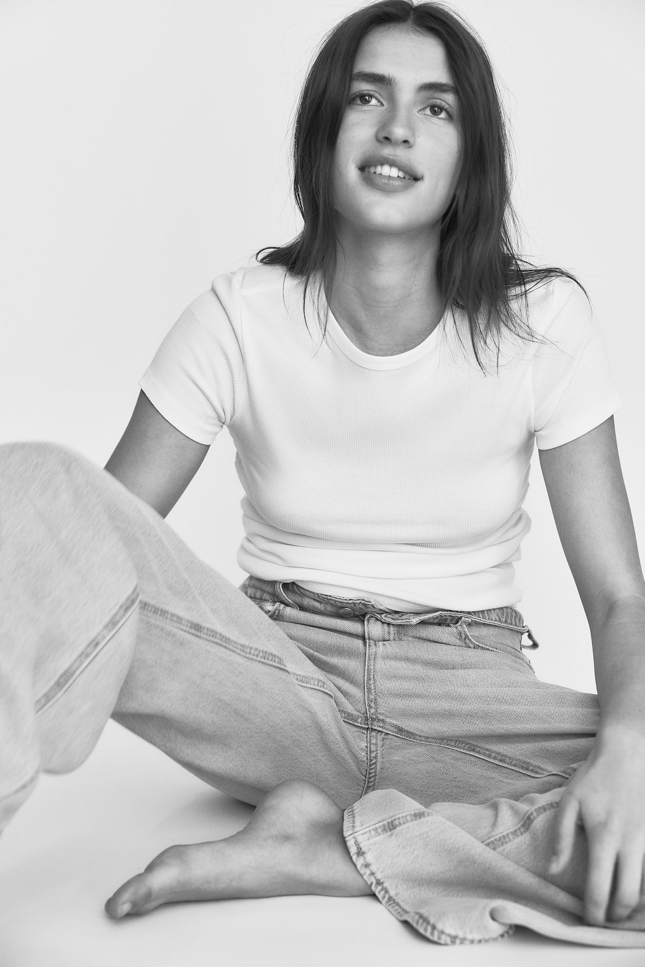 Ribbed T-shirt - White - Ladies | H&M GB