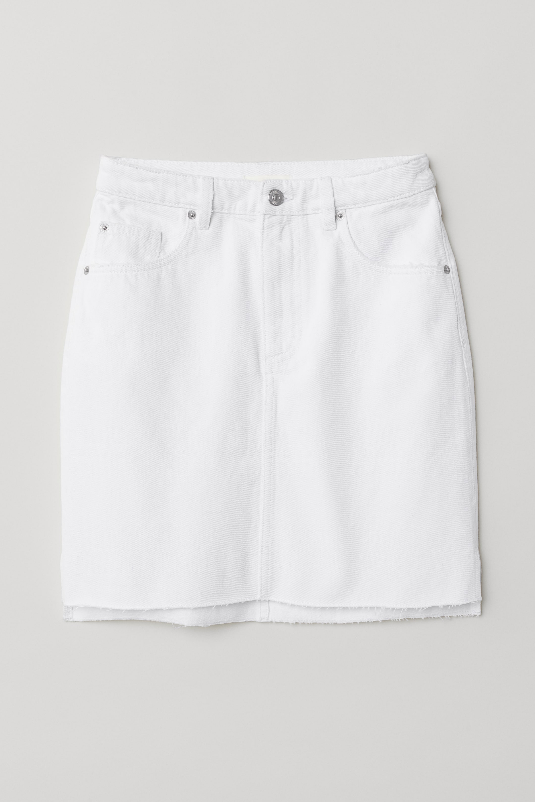 Short denim skirt - High waist - Short - White - Ladies | H&M GB