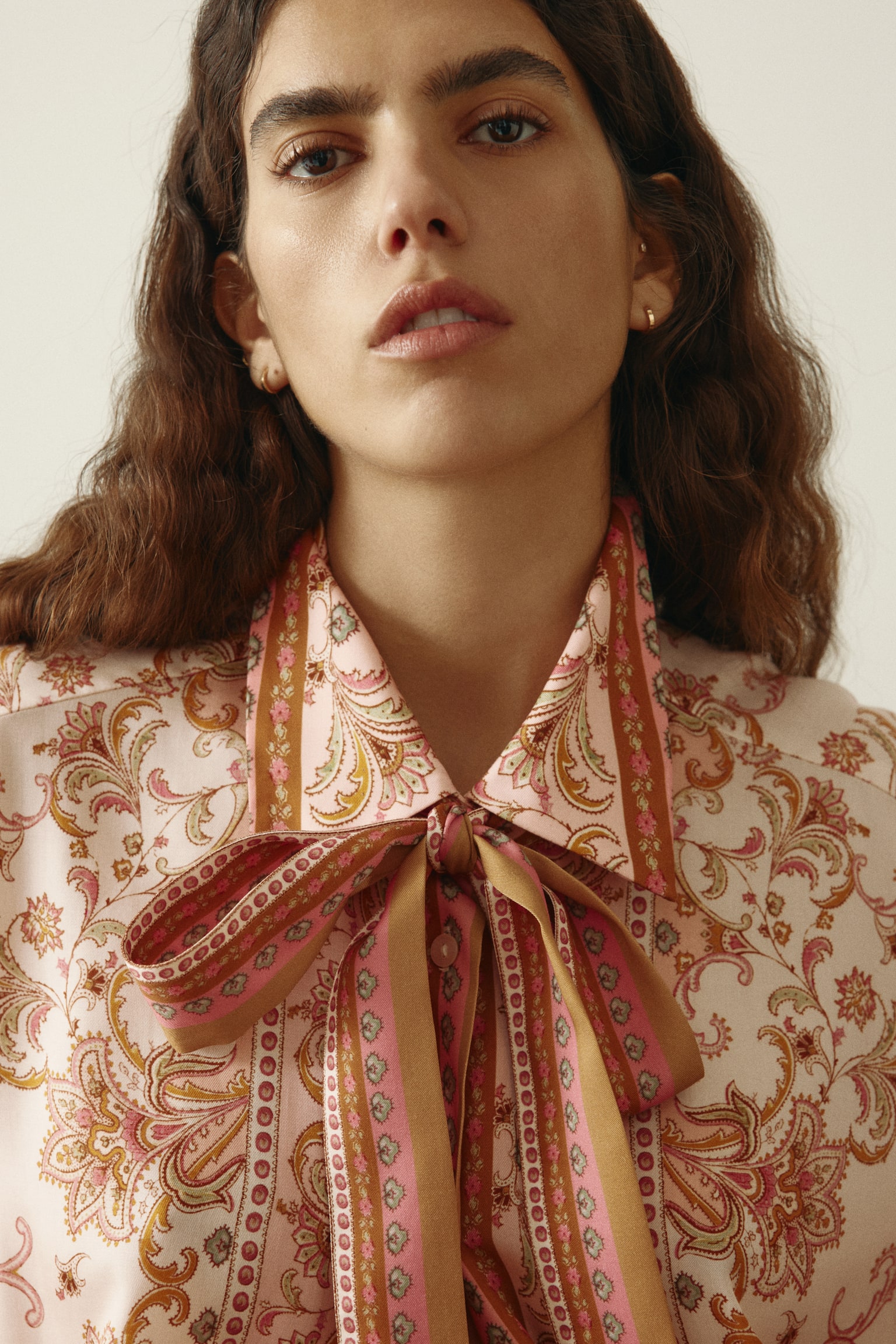 Printed Lyocell Shirt - Light beige/paisley - 7