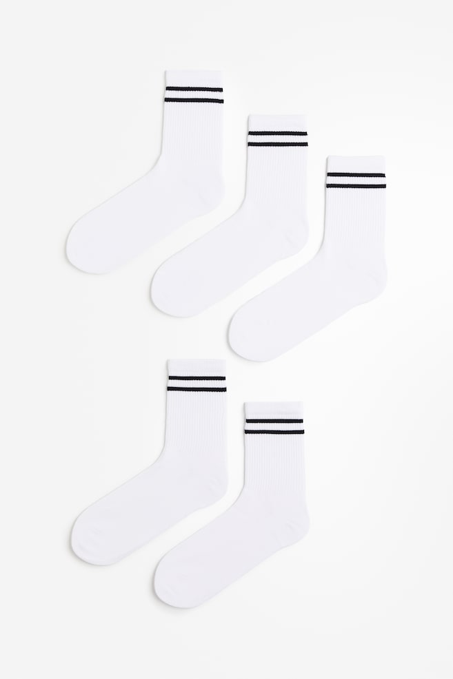 Lot de 5 paires de chaussettes de sport DryMove™ - Blanc/rayé/Blanc/rayé - 1