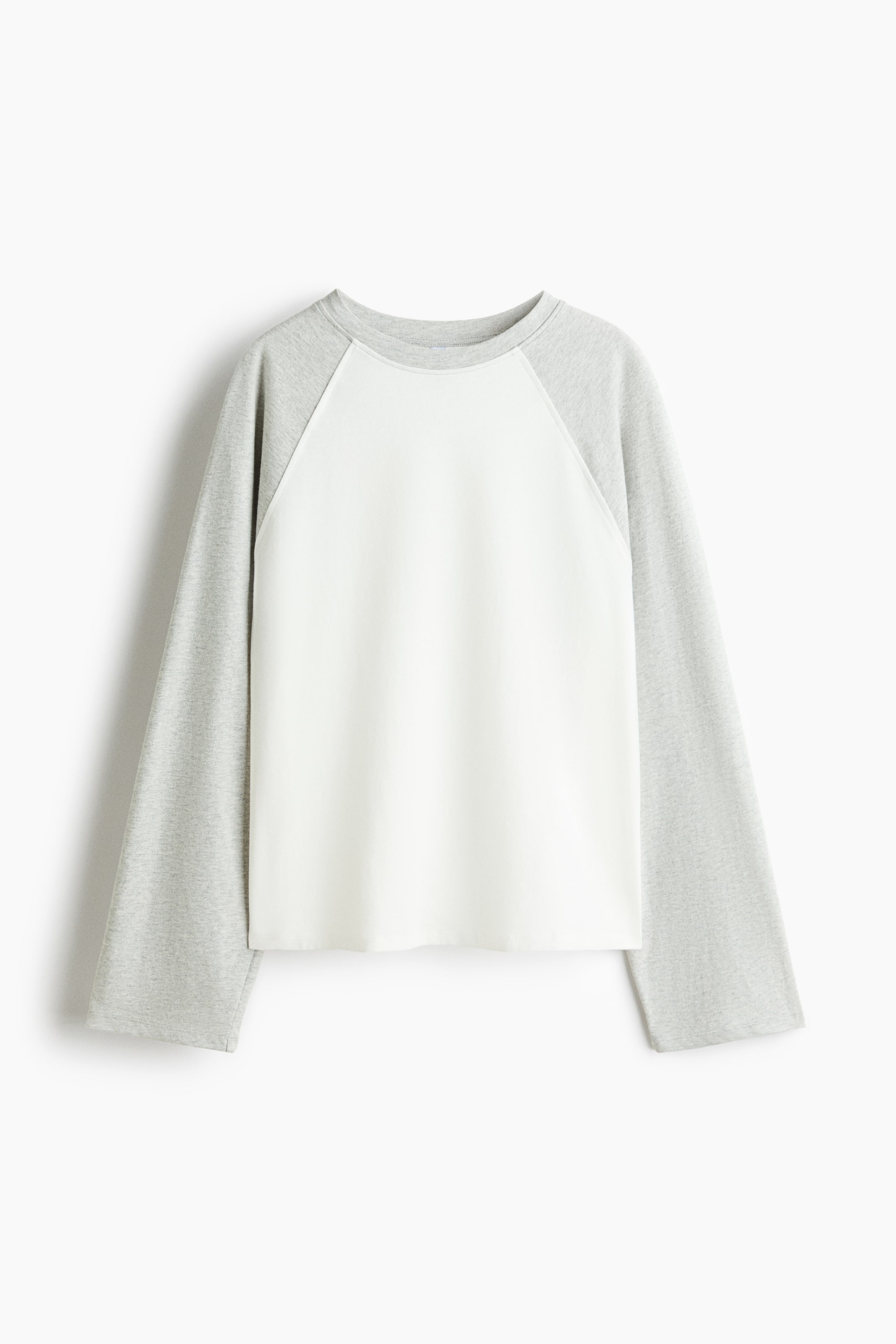 Agrandir l'image: Top en coton avec manches raglan - Gris clair chiné/color block - FEMME | H&M FR 1