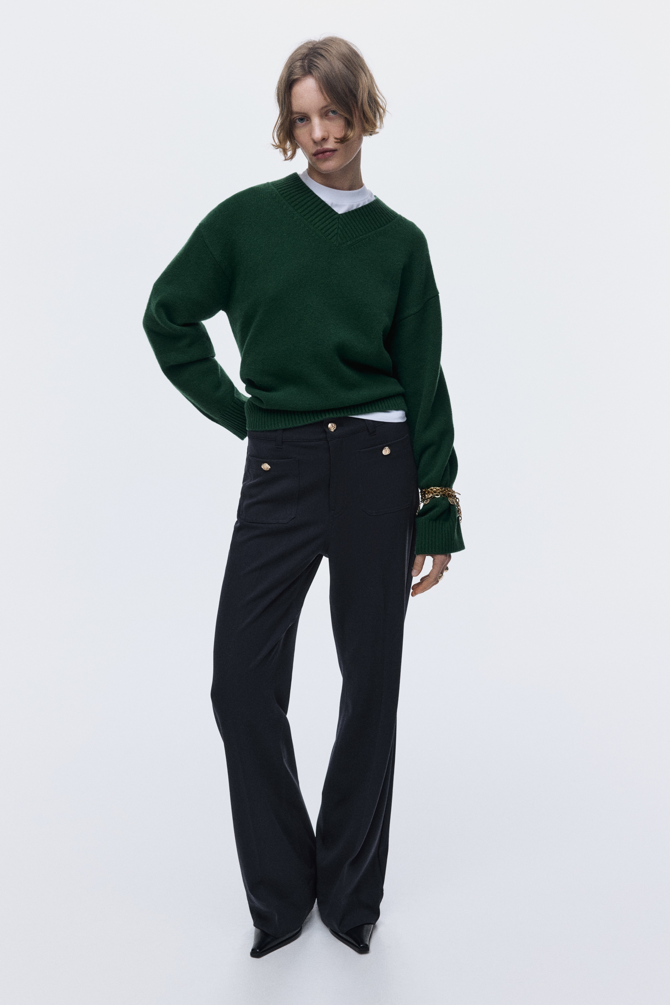 ツイルフレアパンツ - ネイビーブルー - レディース | H&M JP