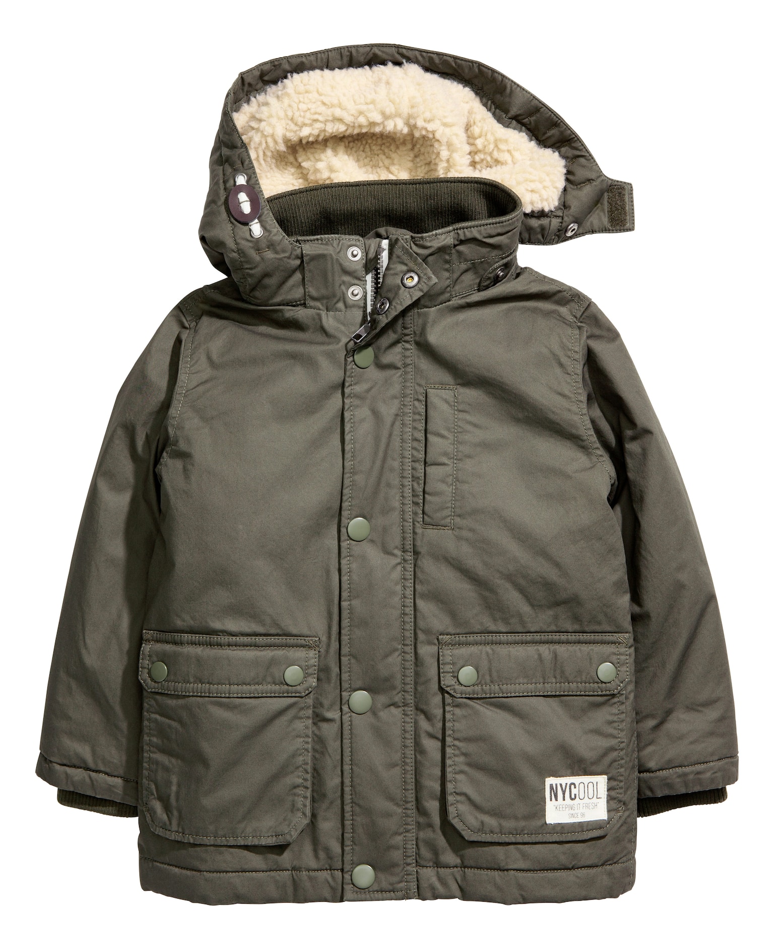 Dolgulu Parka - Koyu haki - 1