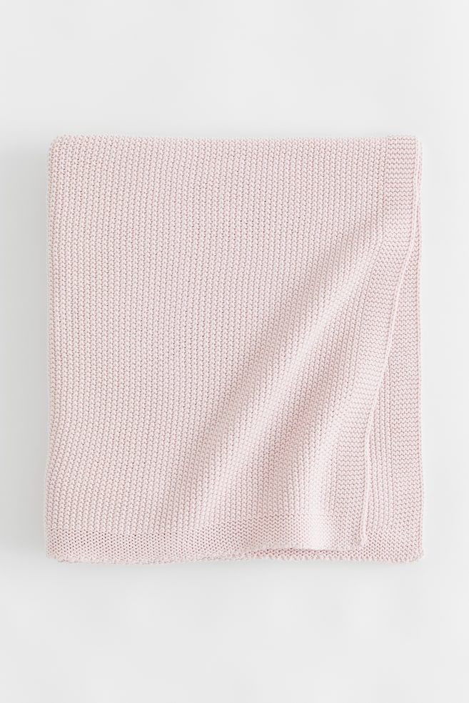 Moss-stitched cotton blanket - Light powder pink/Dark grey/Light beige/Light green/dc - 1