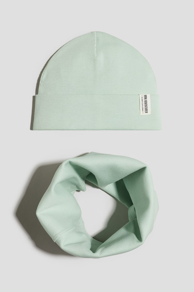 Conjunto de 2 peças em jersey - Verde claro/Bege - 1